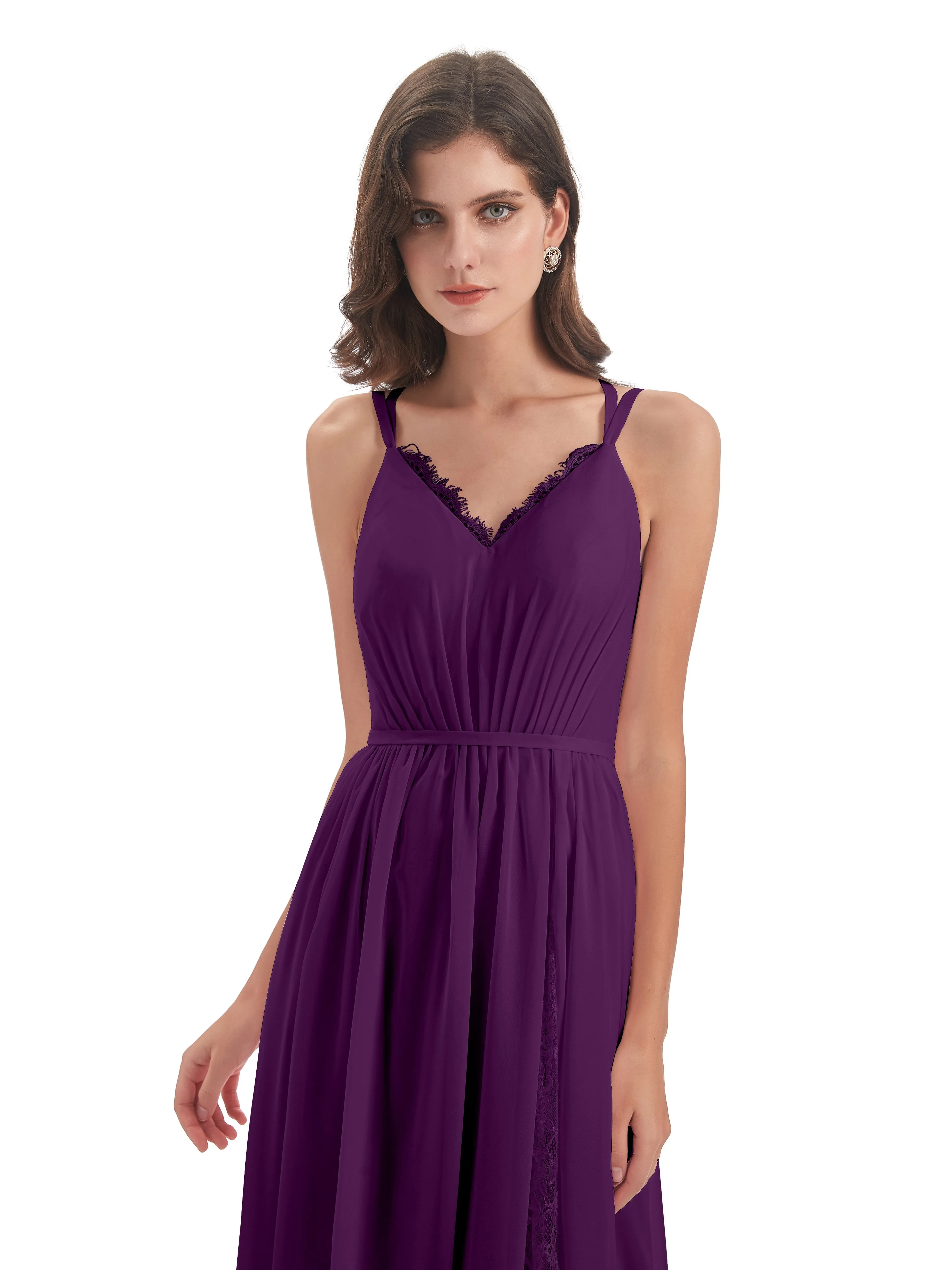 Eleanor Cute V-neck Long Bridesmaid Dresses