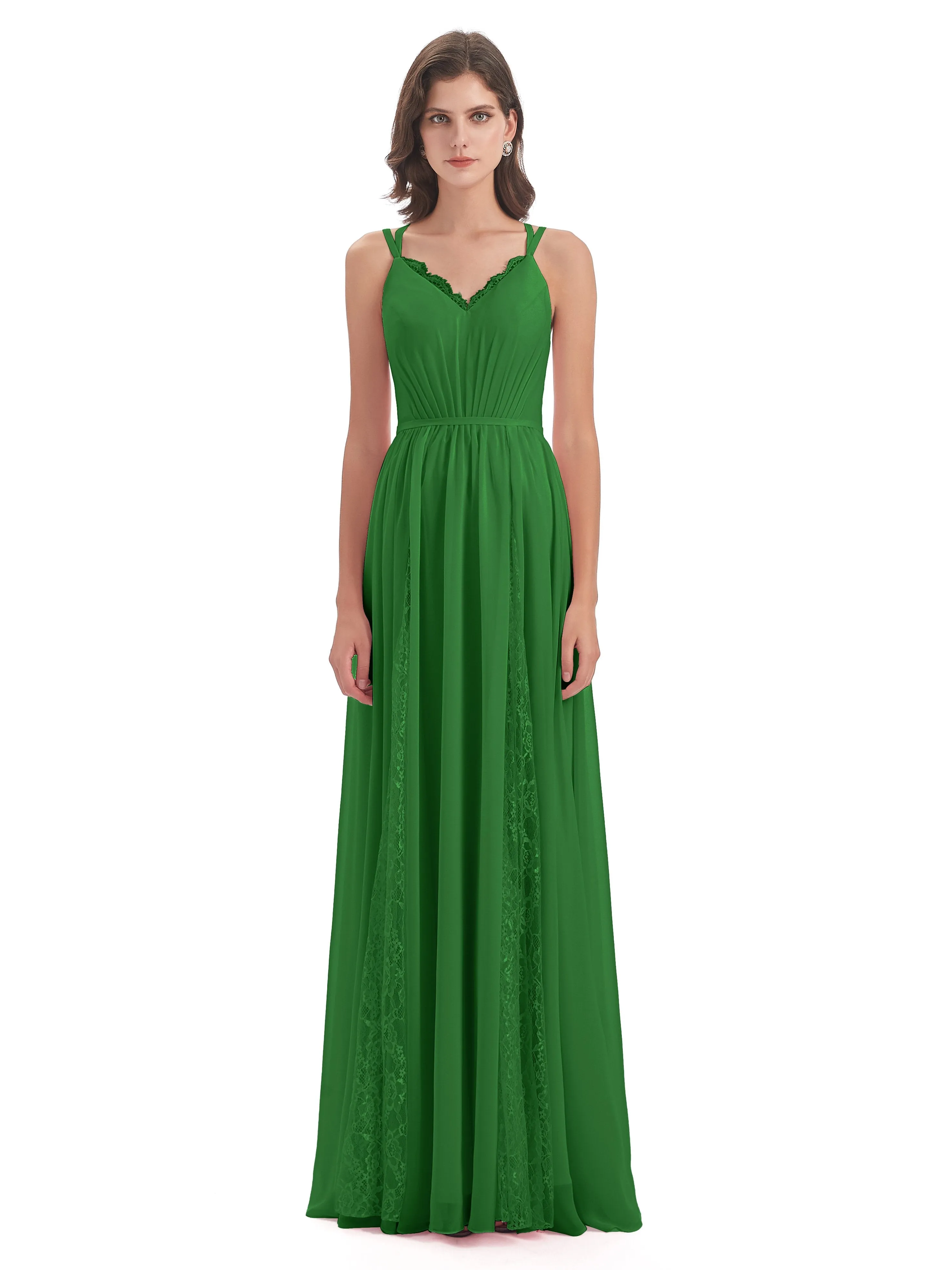 Eleanor Cute V-neck Long Bridesmaid Dresses