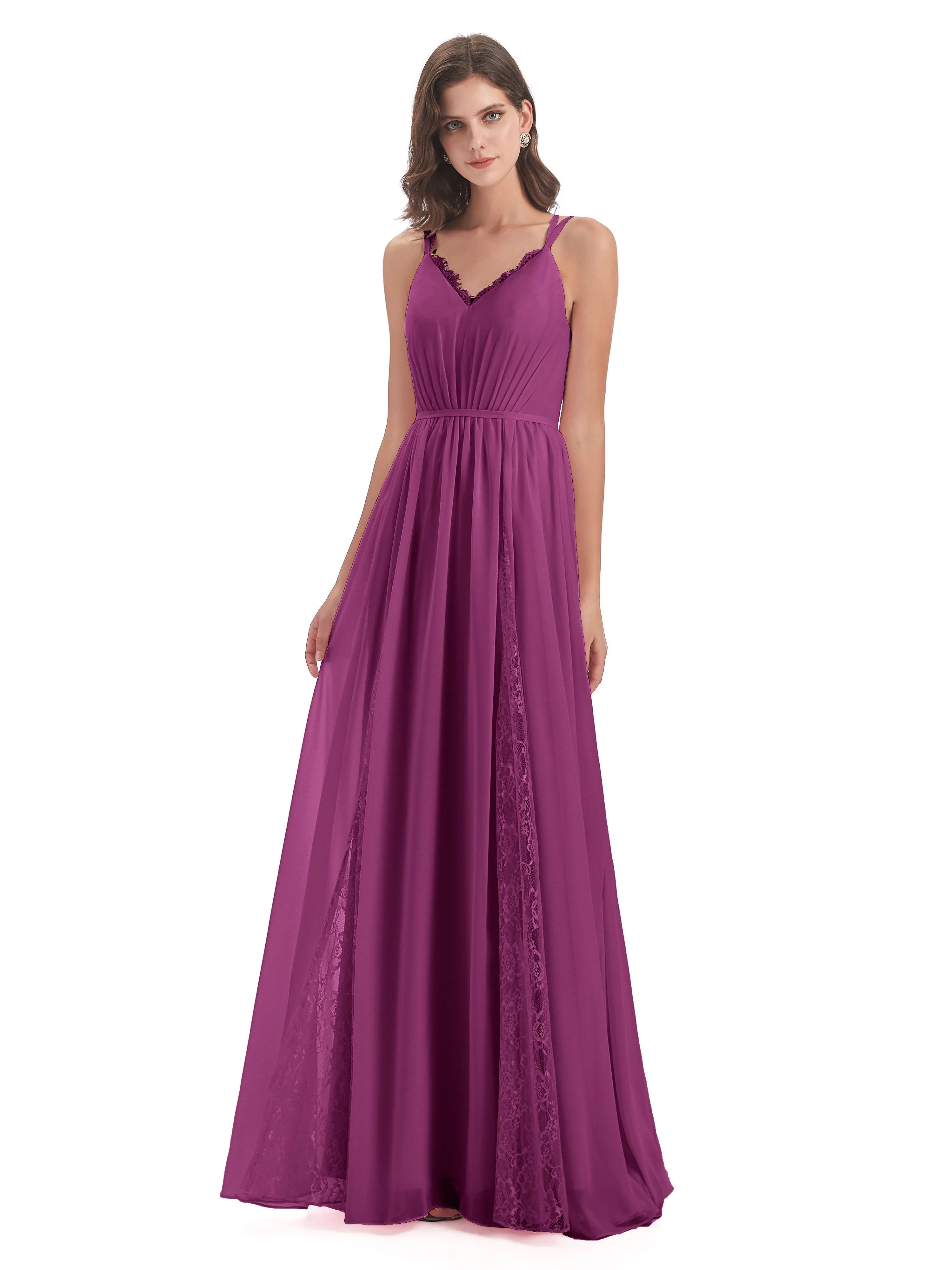 Eleanor Cute V-neck Long Bridesmaid Dresses