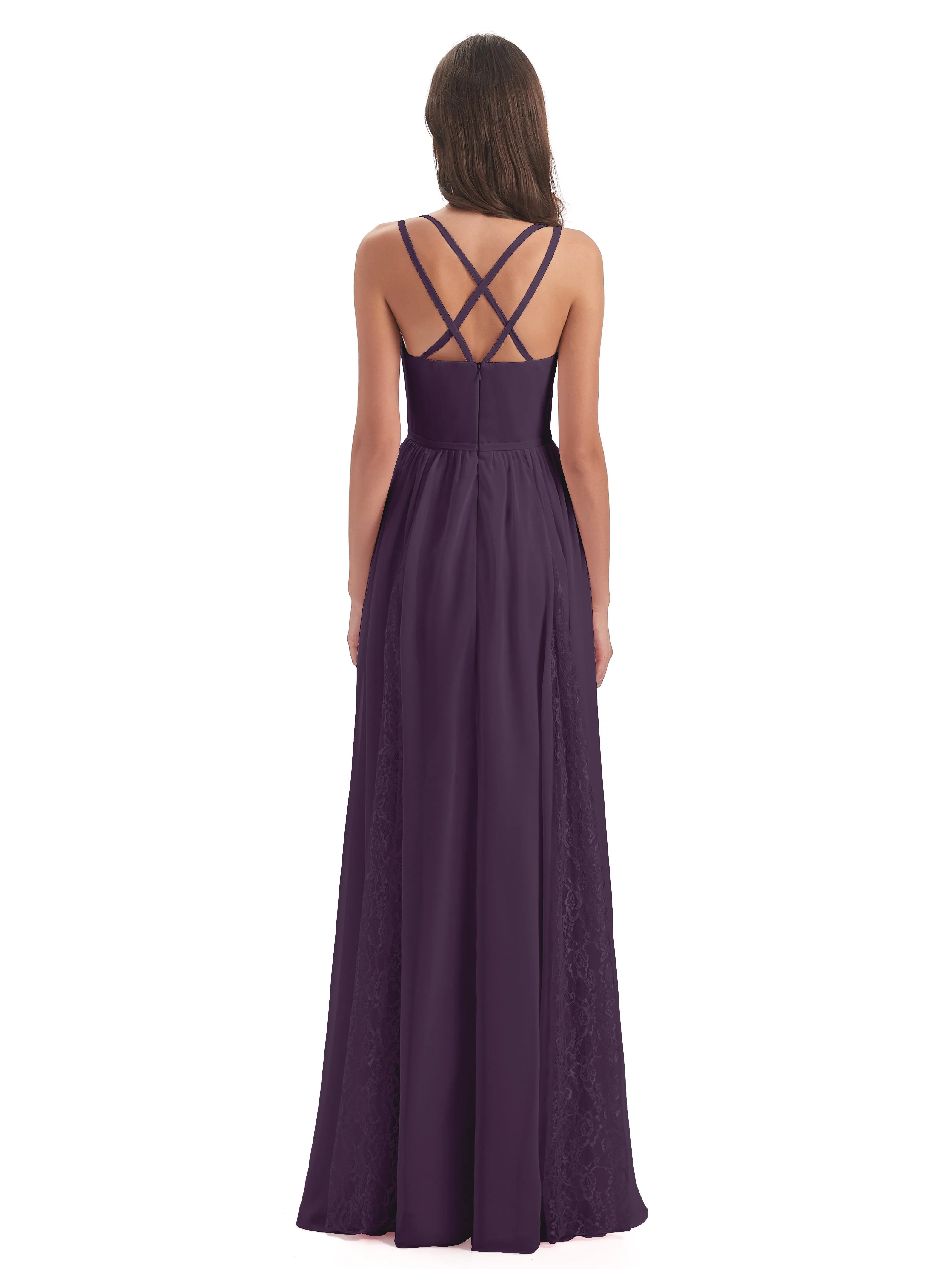 Eleanor Cute V-neck Long Bridesmaid Dresses