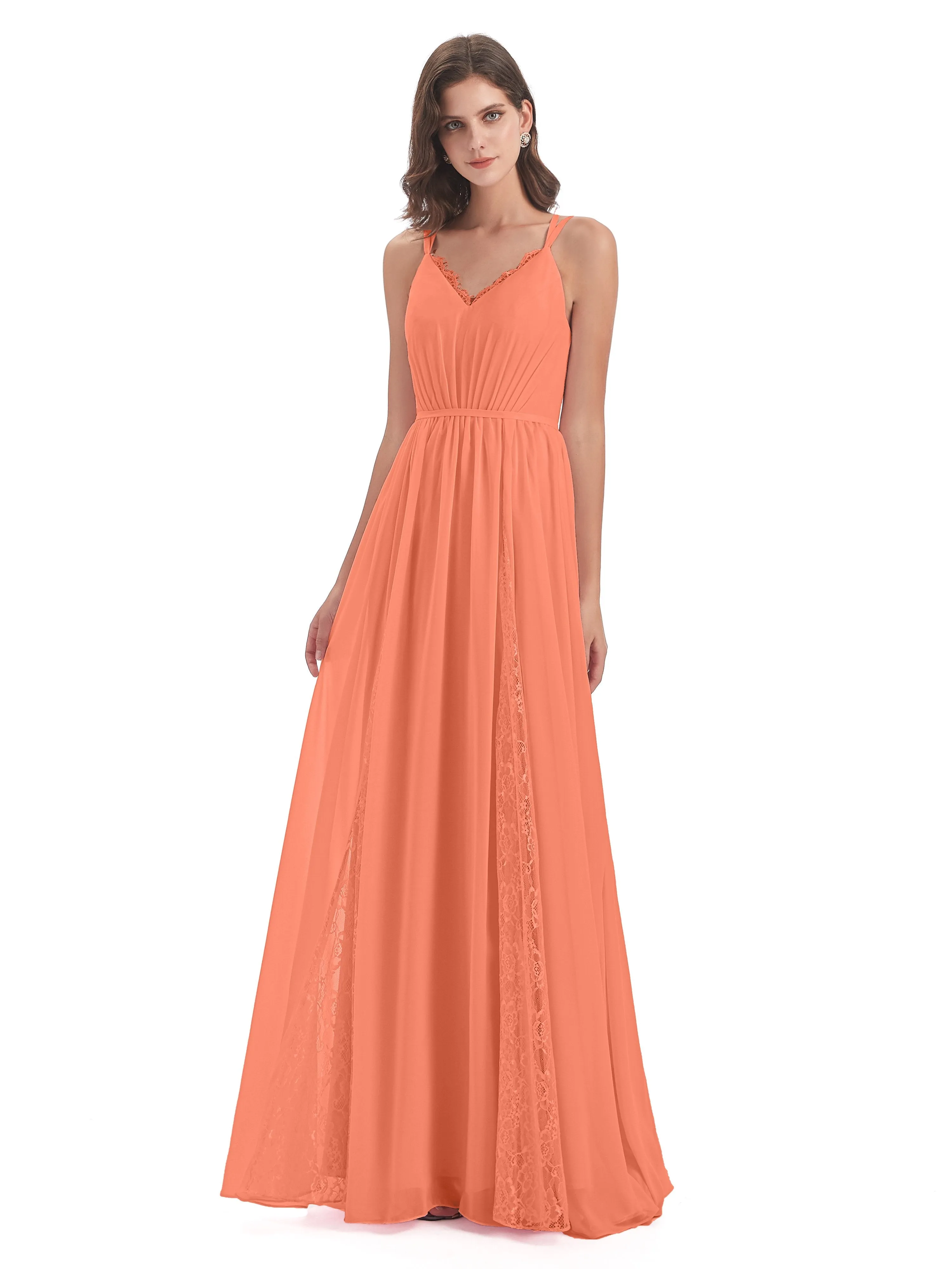 Eleanor Cute V-neck Long Bridesmaid Dresses