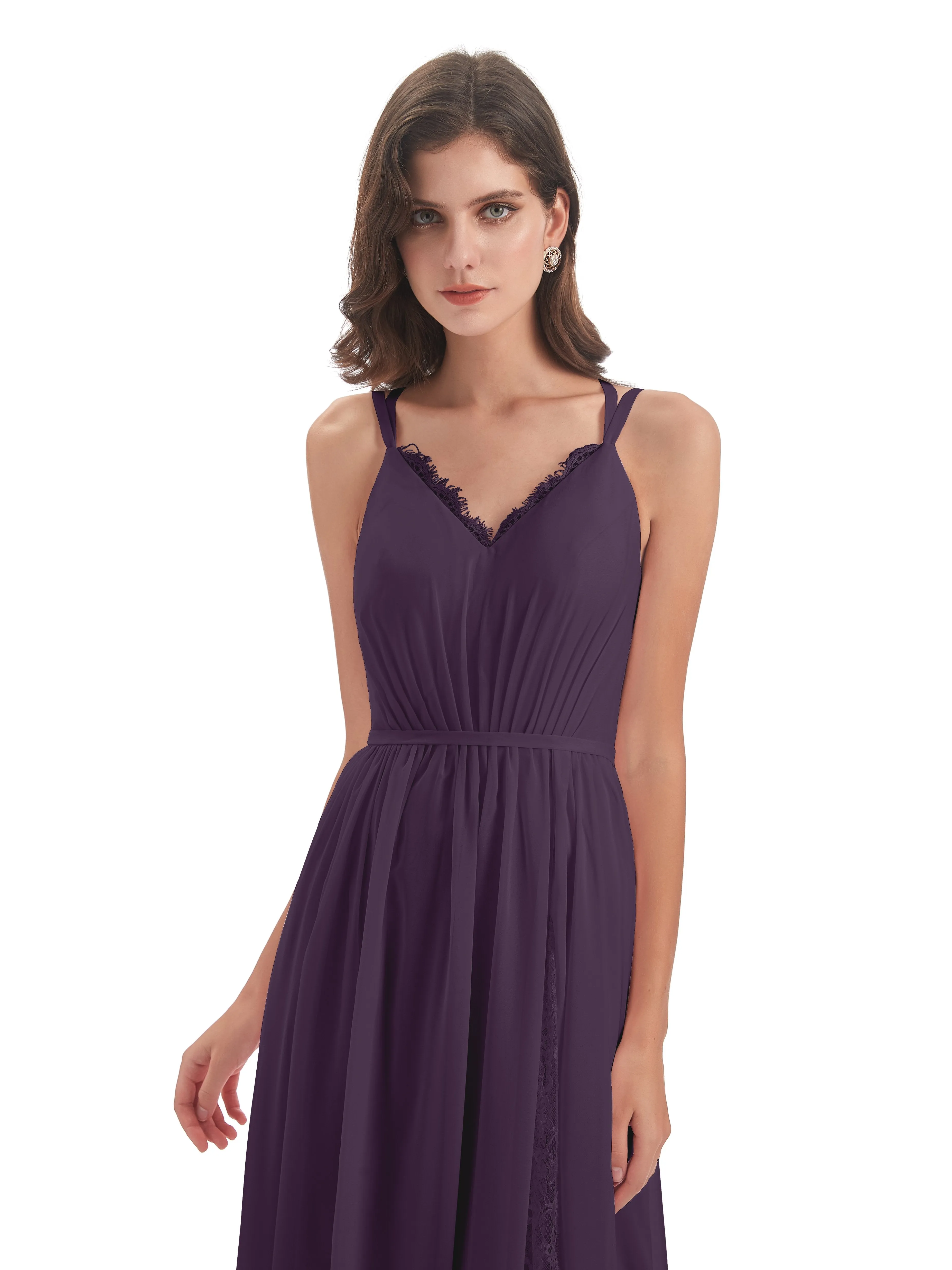 Eleanor Cute V-neck Long Bridesmaid Dresses