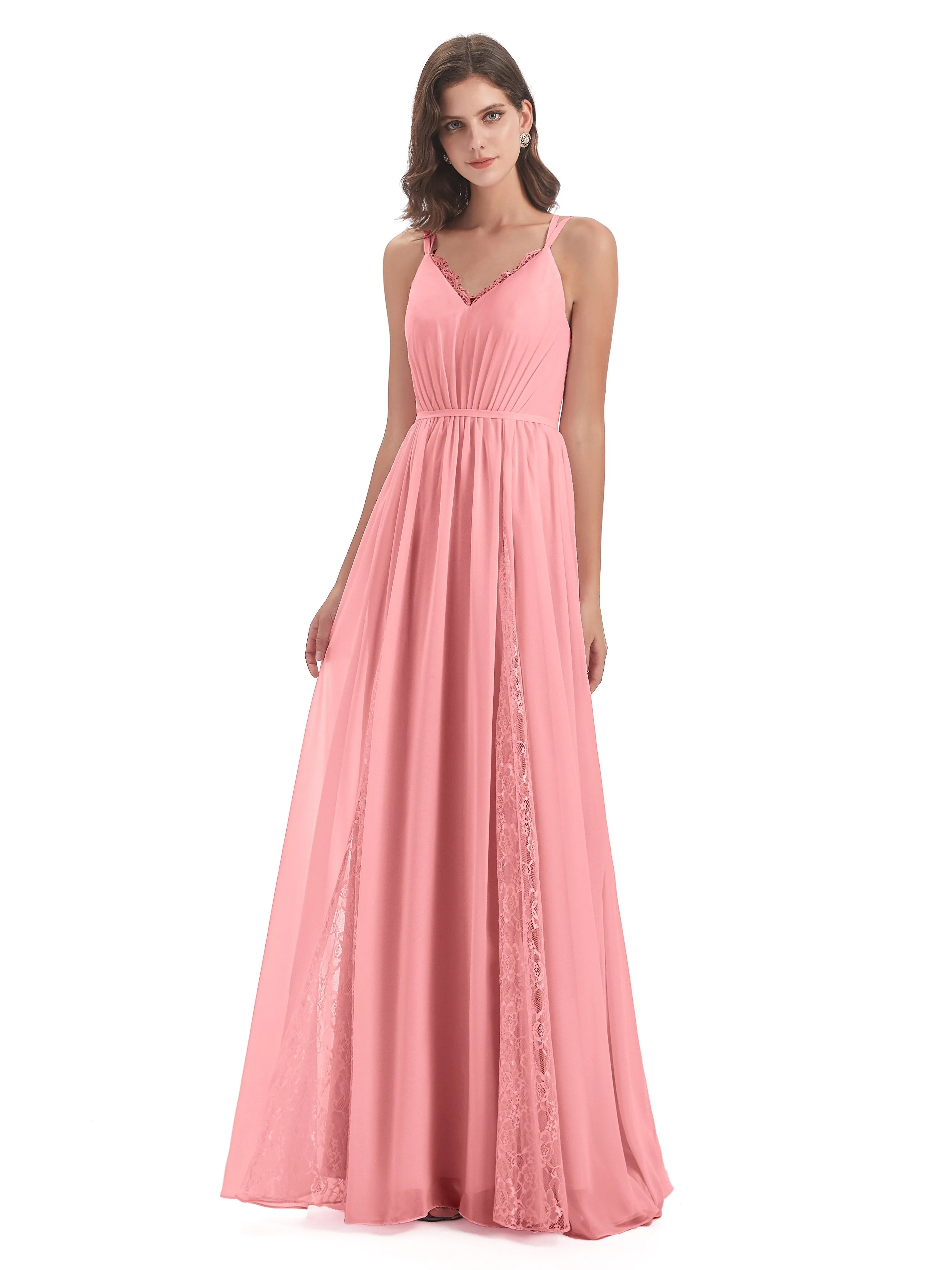 Eleanor Cute V-neck Long Bridesmaid Dresses