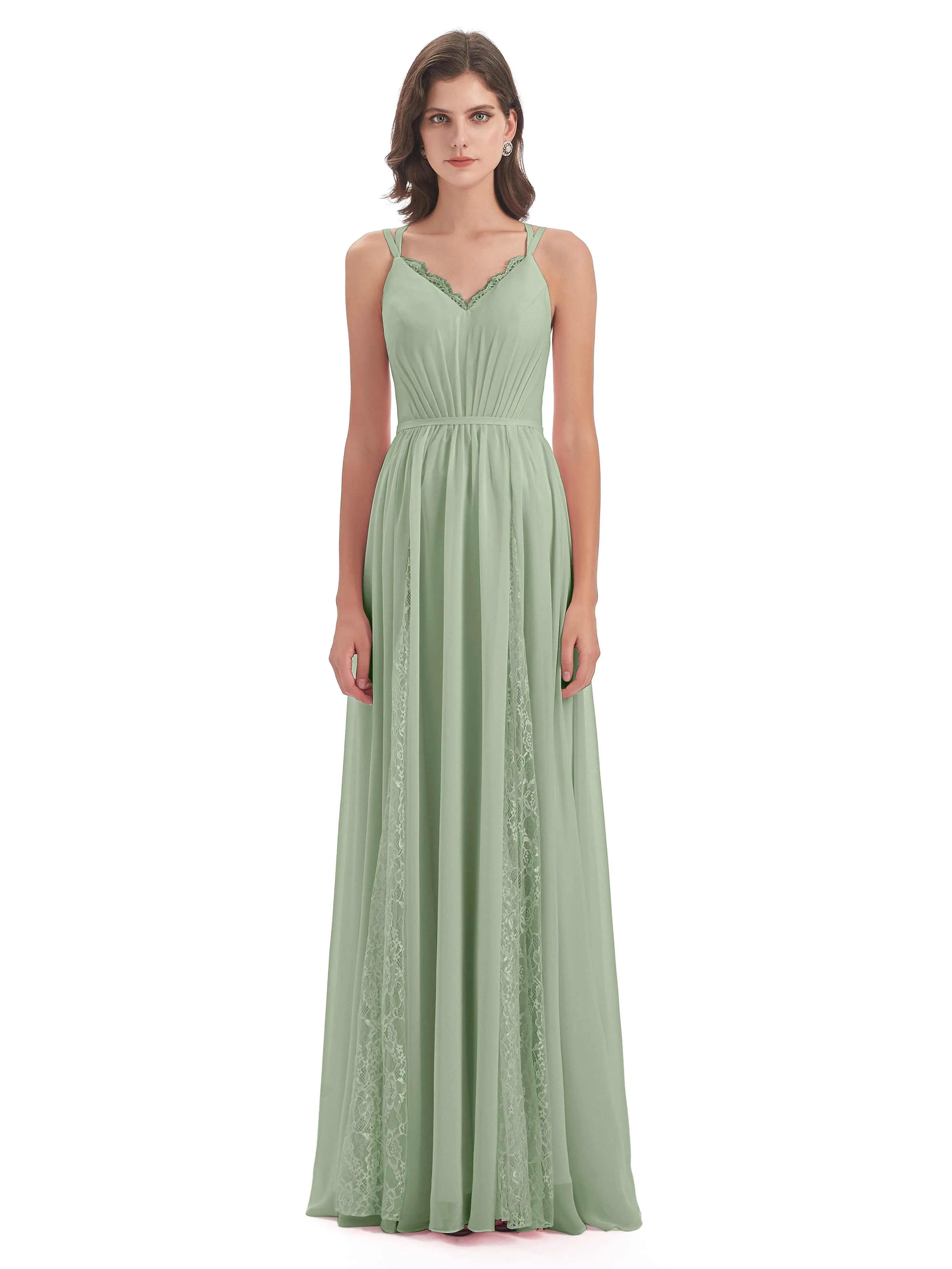 Eleanor Cute V-neck Long Bridesmaid Dresses