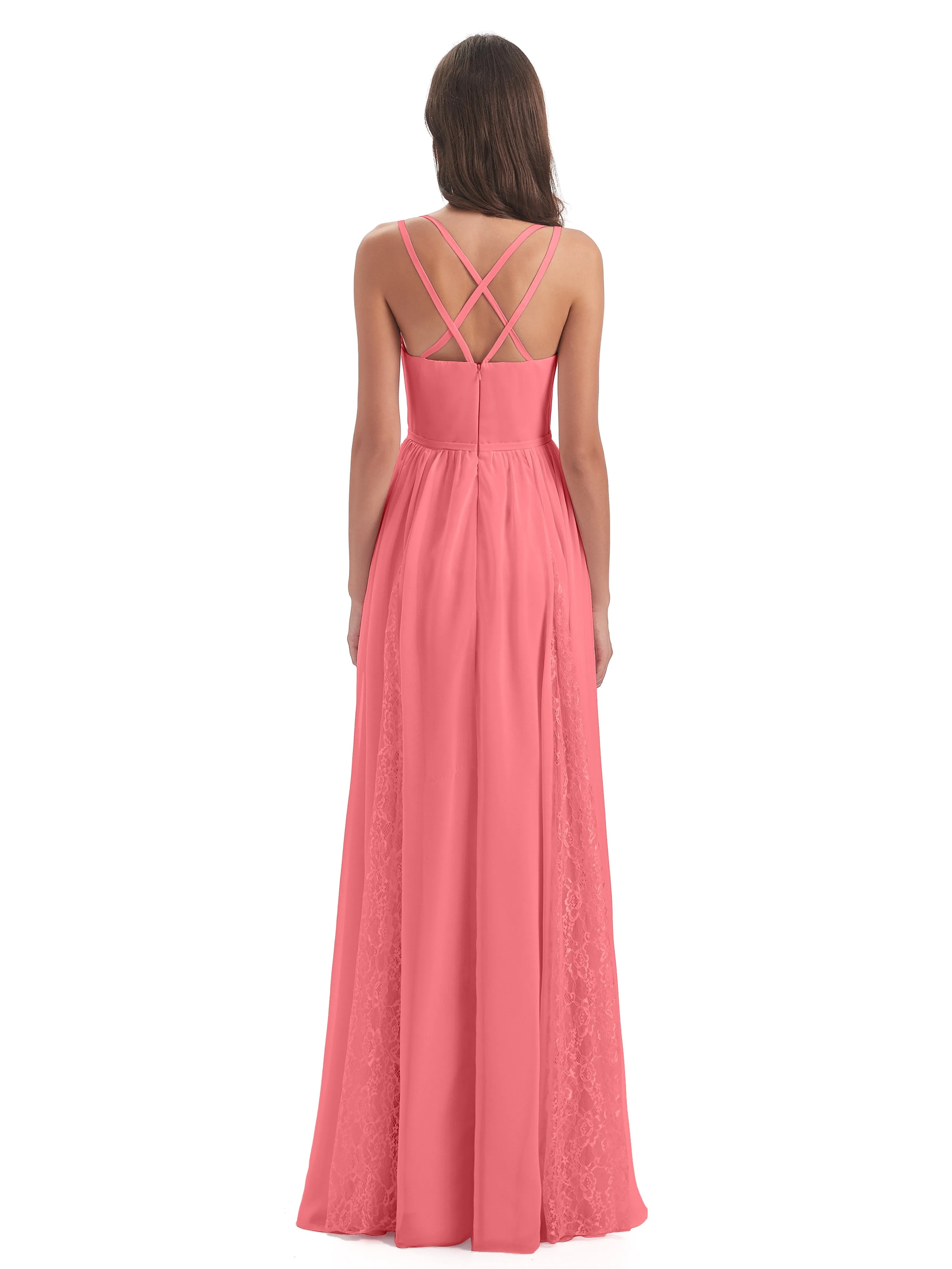 Eleanor Cute V-neck Long Bridesmaid Dresses