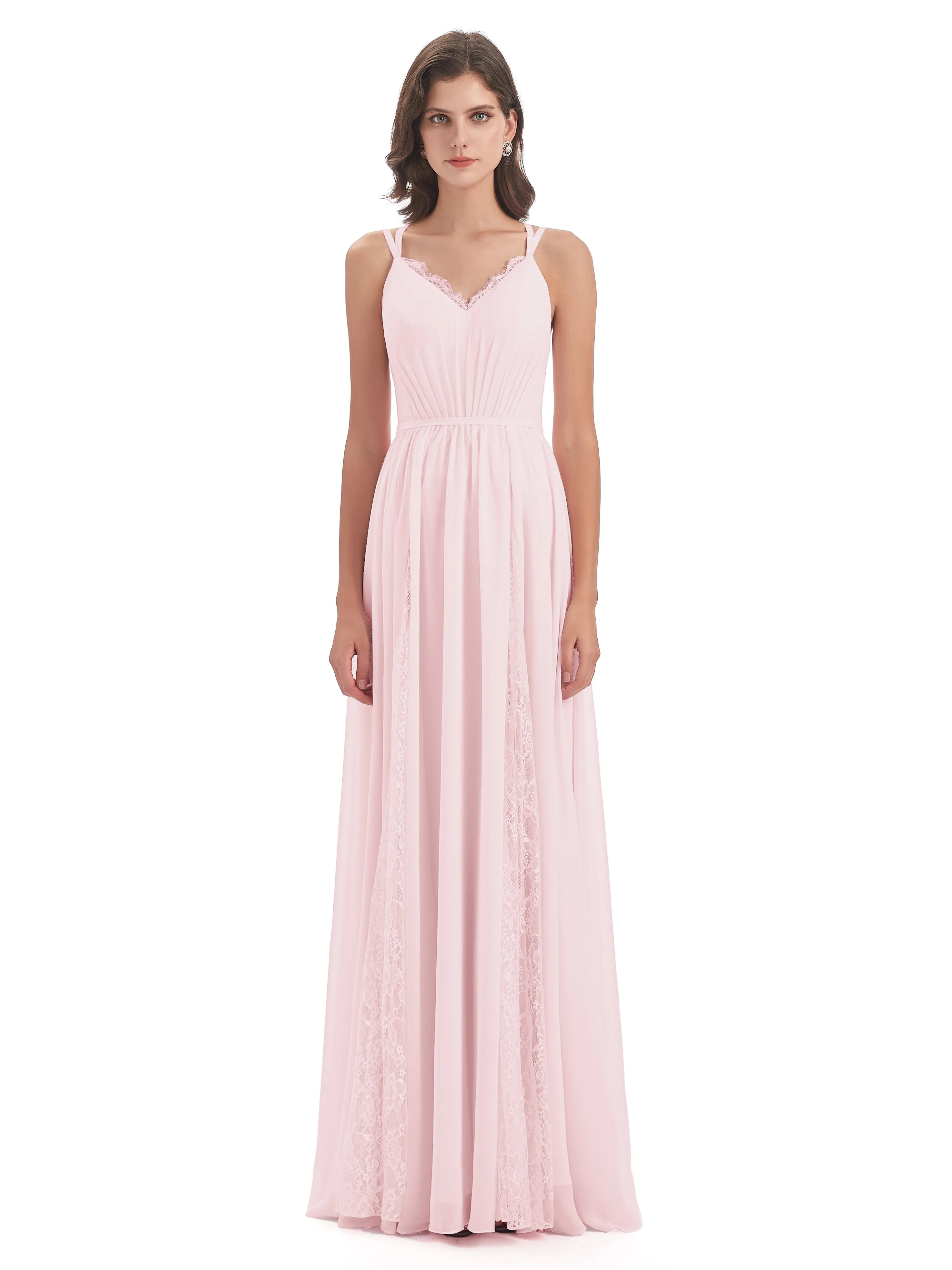 Eleanor Cute V-neck Long Bridesmaid Dresses