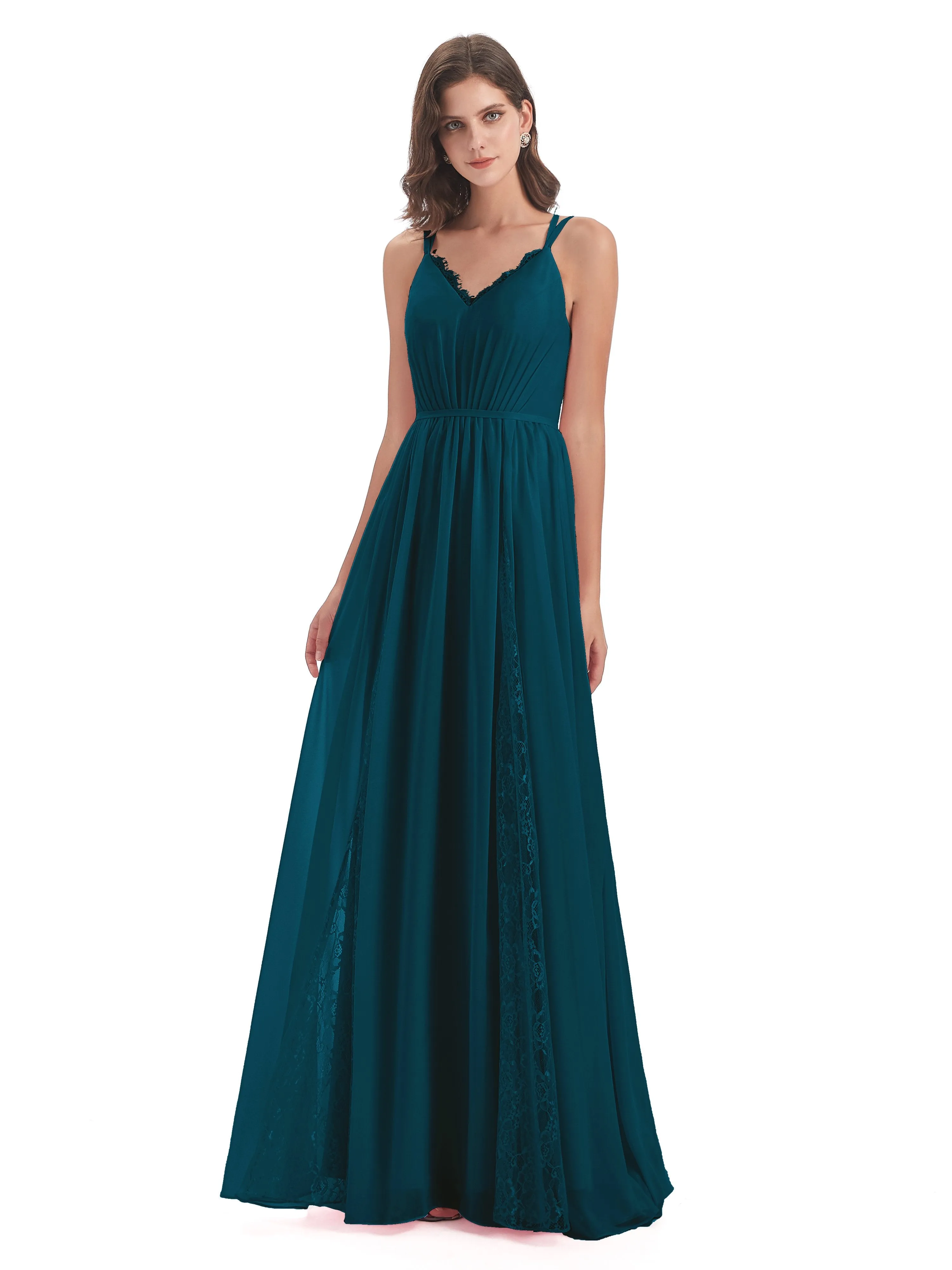 Eleanor Cute V-neck Long Bridesmaid Dresses