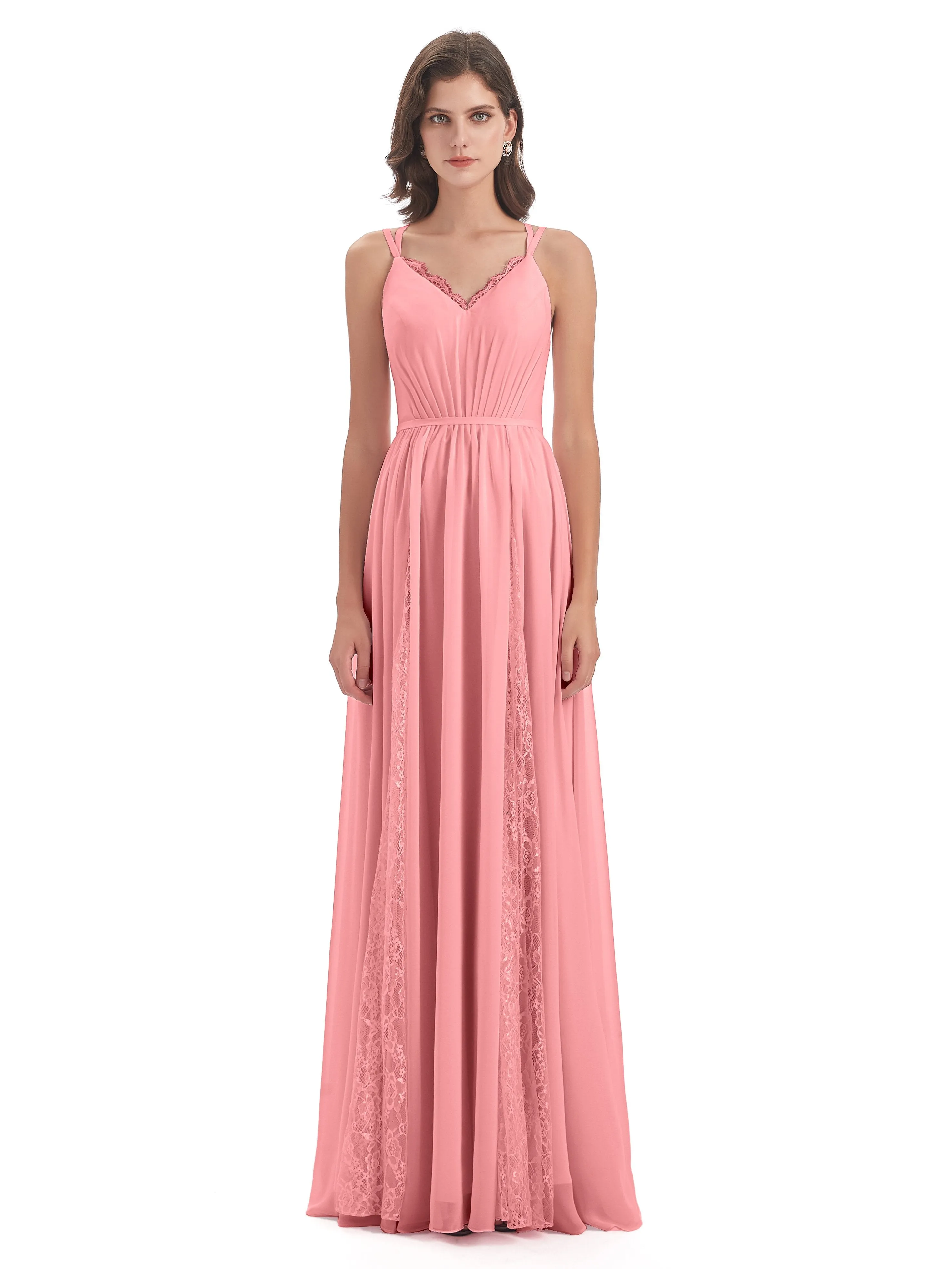 Eleanor Cute V-neck Long Bridesmaid Dresses