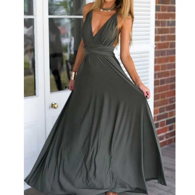 Elegant Multiway Convertible Wrap Maxi Dress