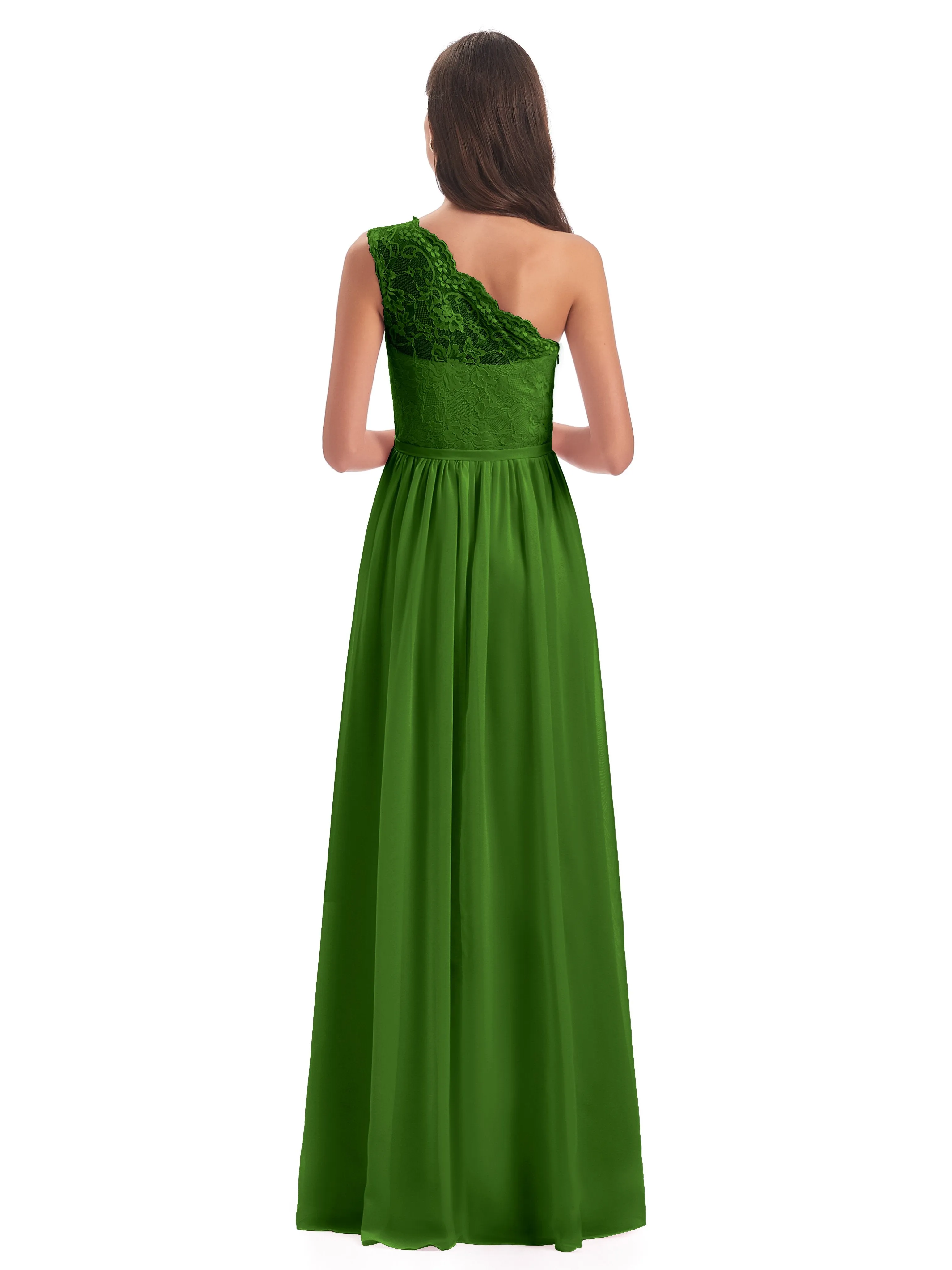 Eliza Lace/Chiffon One-Shoulder Floor-Length Bridesmaid Dresses