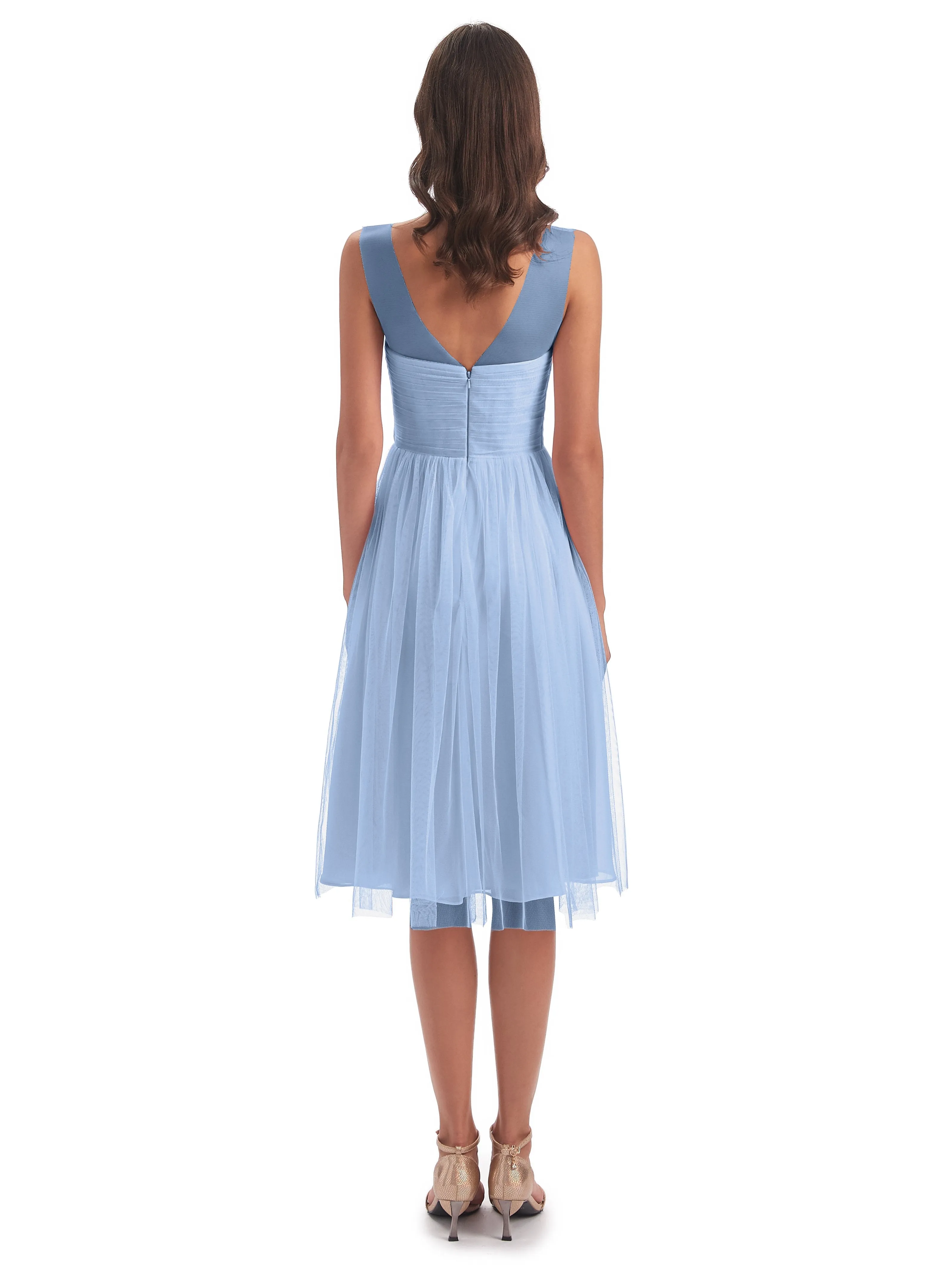 Ella Vintage Tulle/Lace A-line Knee Length Short Bridesmaid Dresses