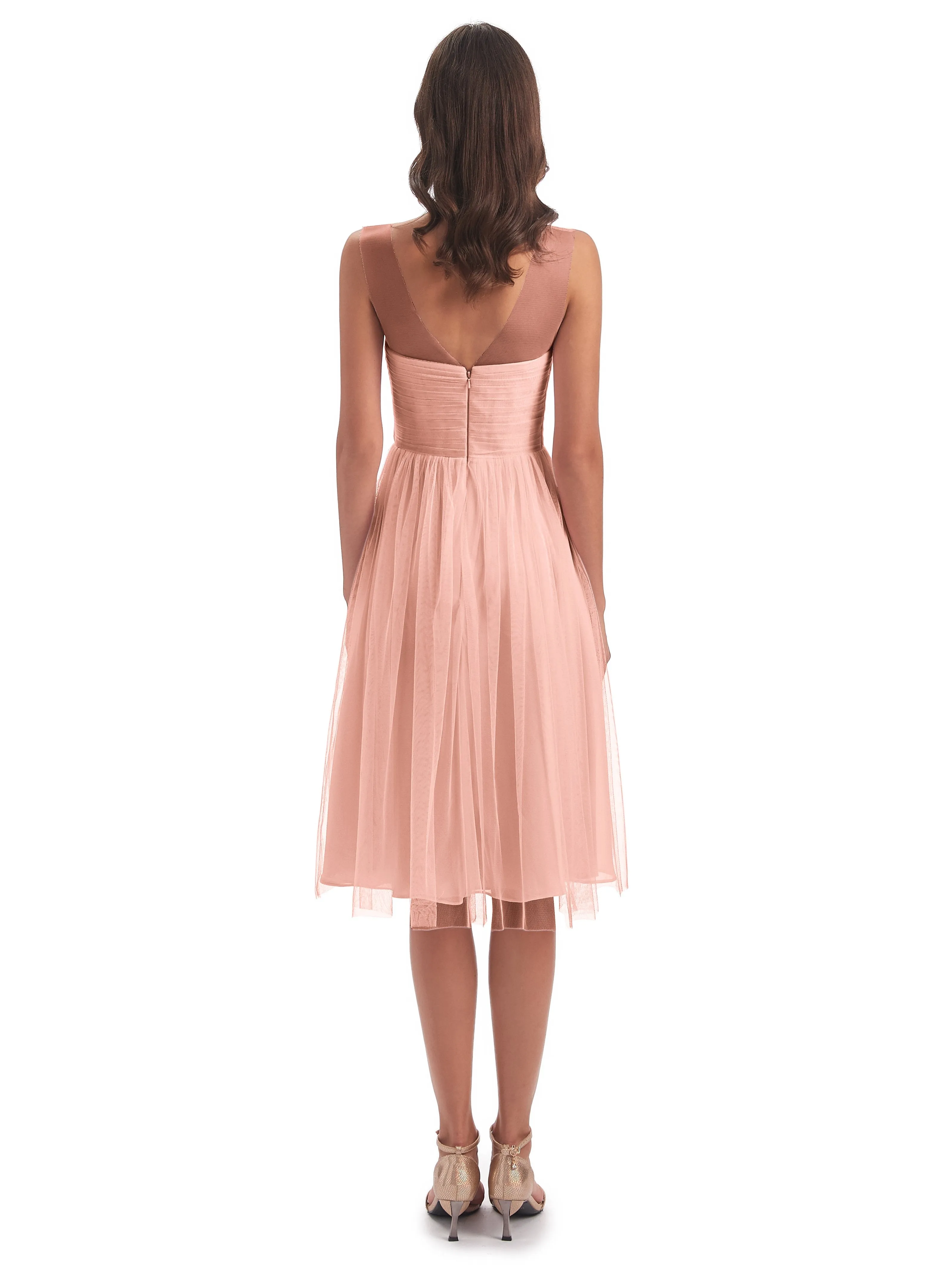 Ella Vintage Tulle/Lace A-line Knee Length Short Bridesmaid Dresses