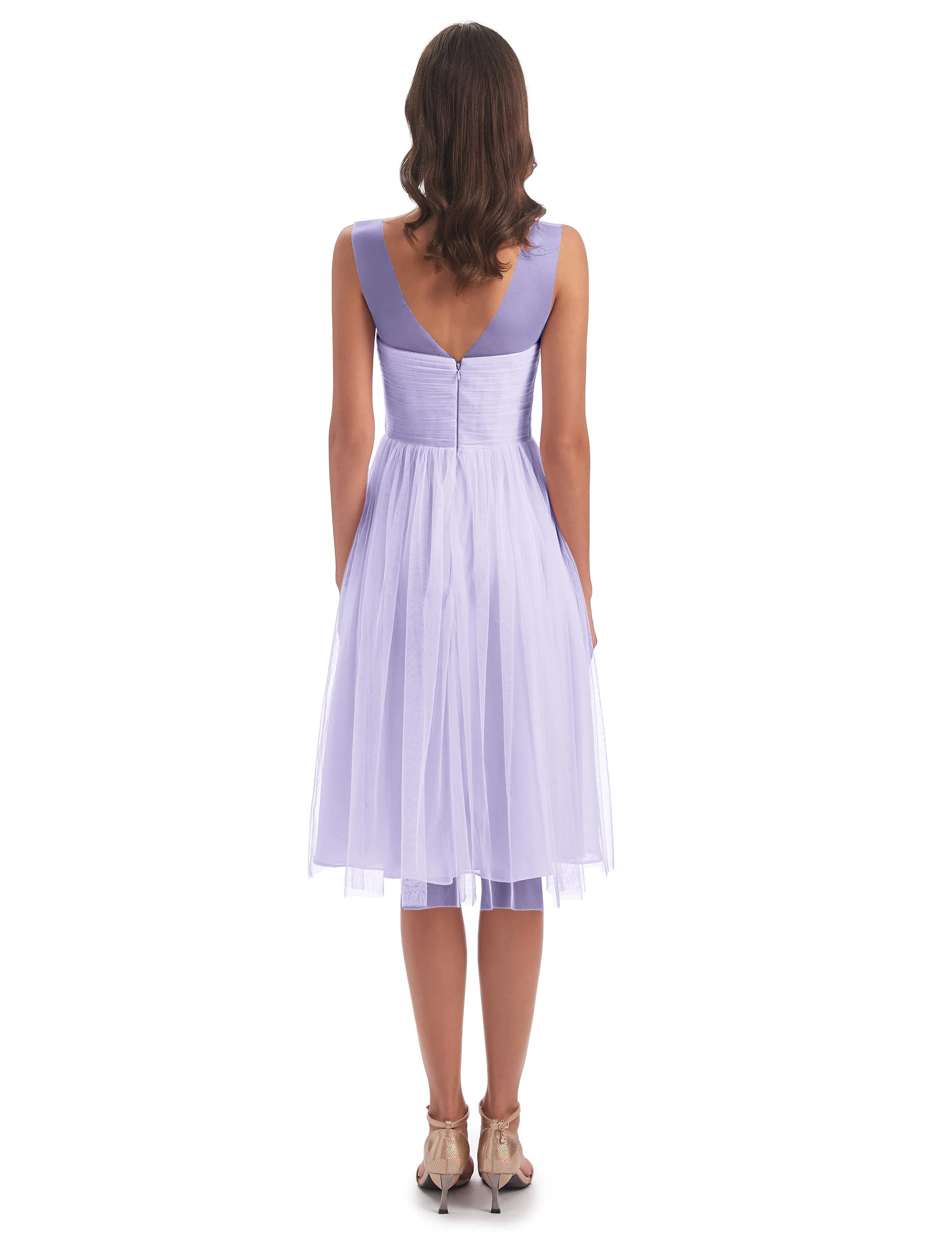 Ella Vintage Tulle/Lace A-line Knee Length Short Bridesmaid Dresses