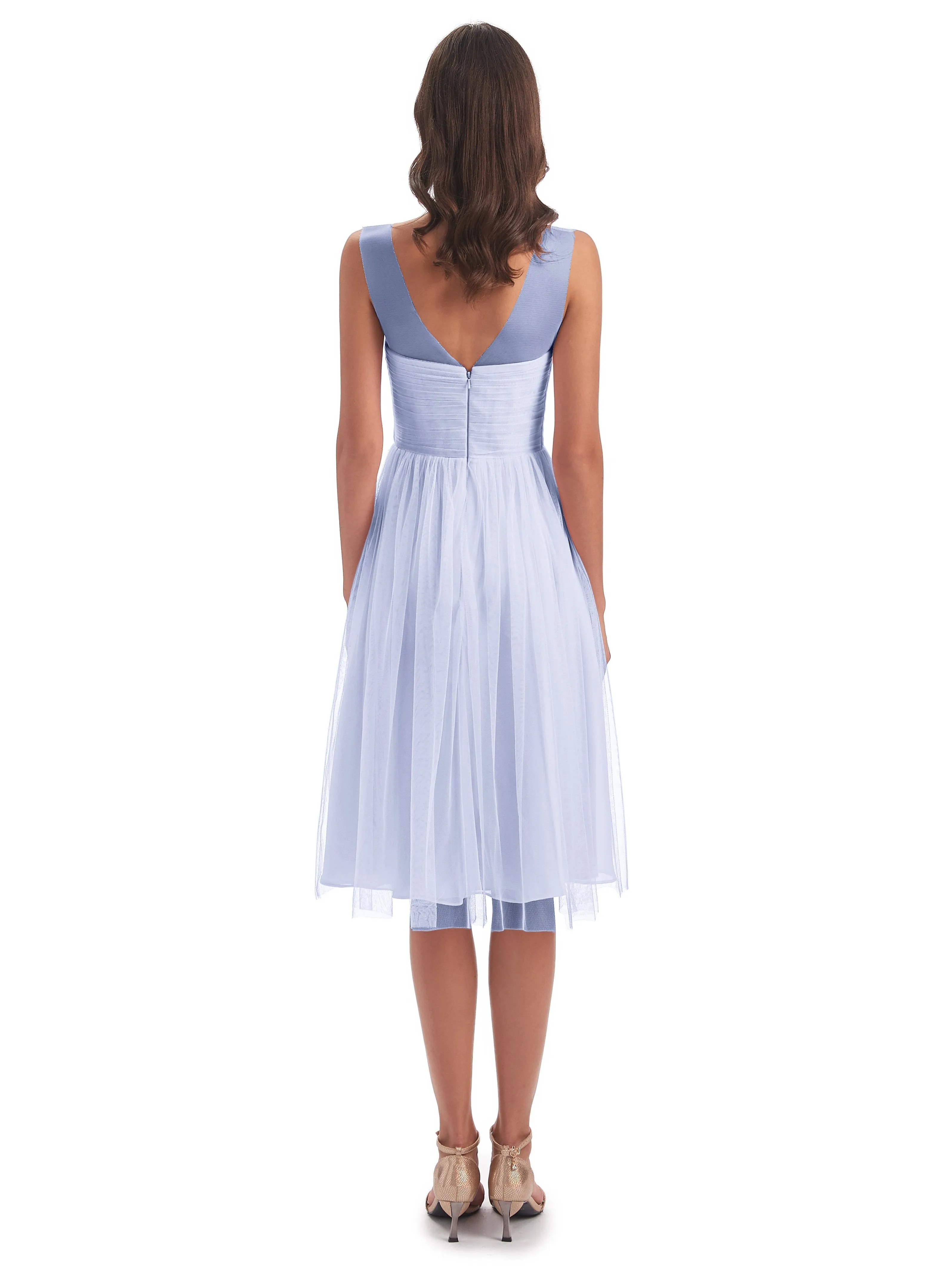 Ella Vintage Tulle/Lace A-line Knee Length Short Bridesmaid Dresses