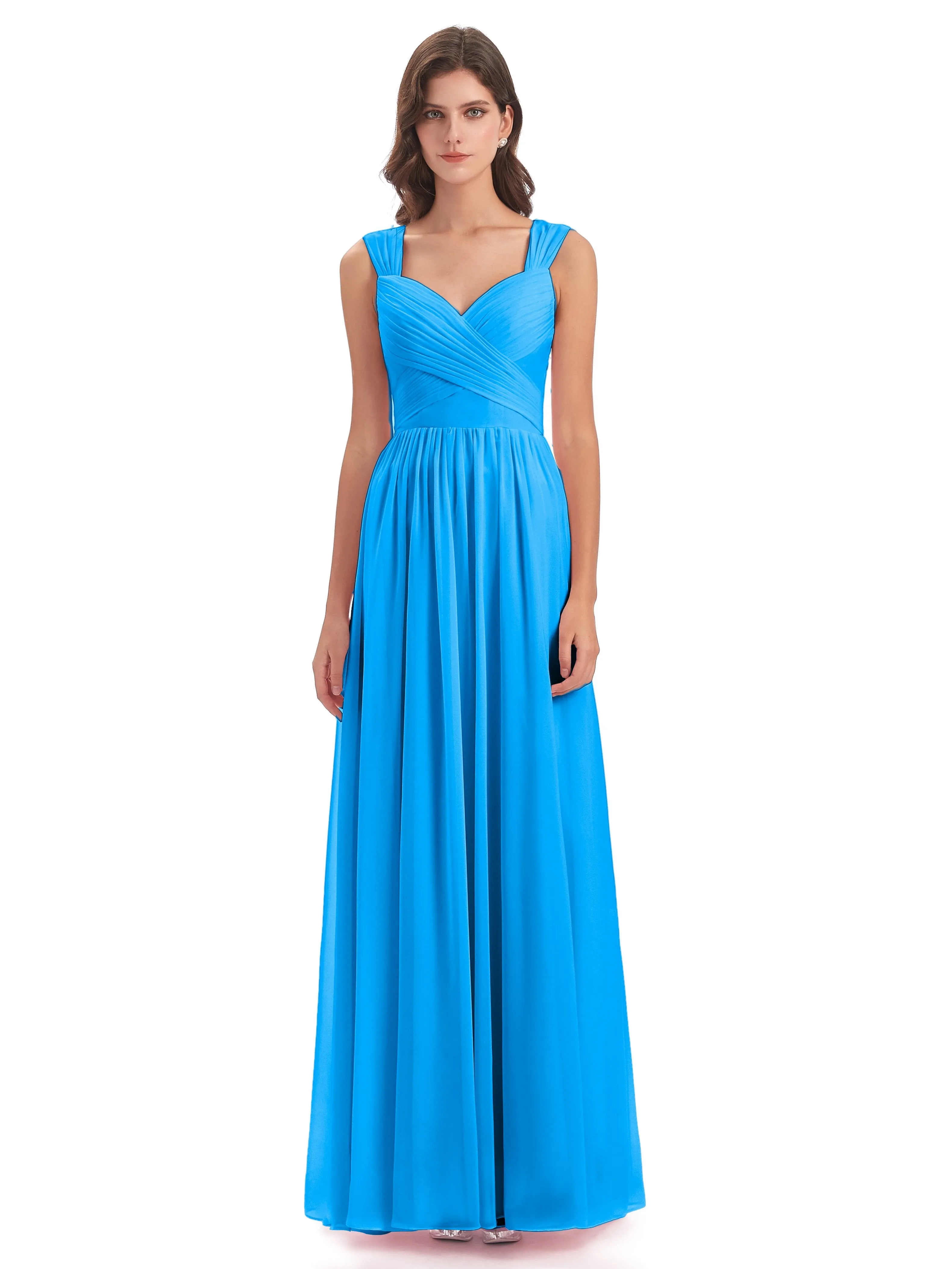 Ellie Flowy Key Hole Long Chiffon Bridesmaid Dresses