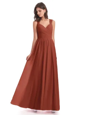 Ellie Flowy Key Hole Long Chiffon Bridesmaid Dresses