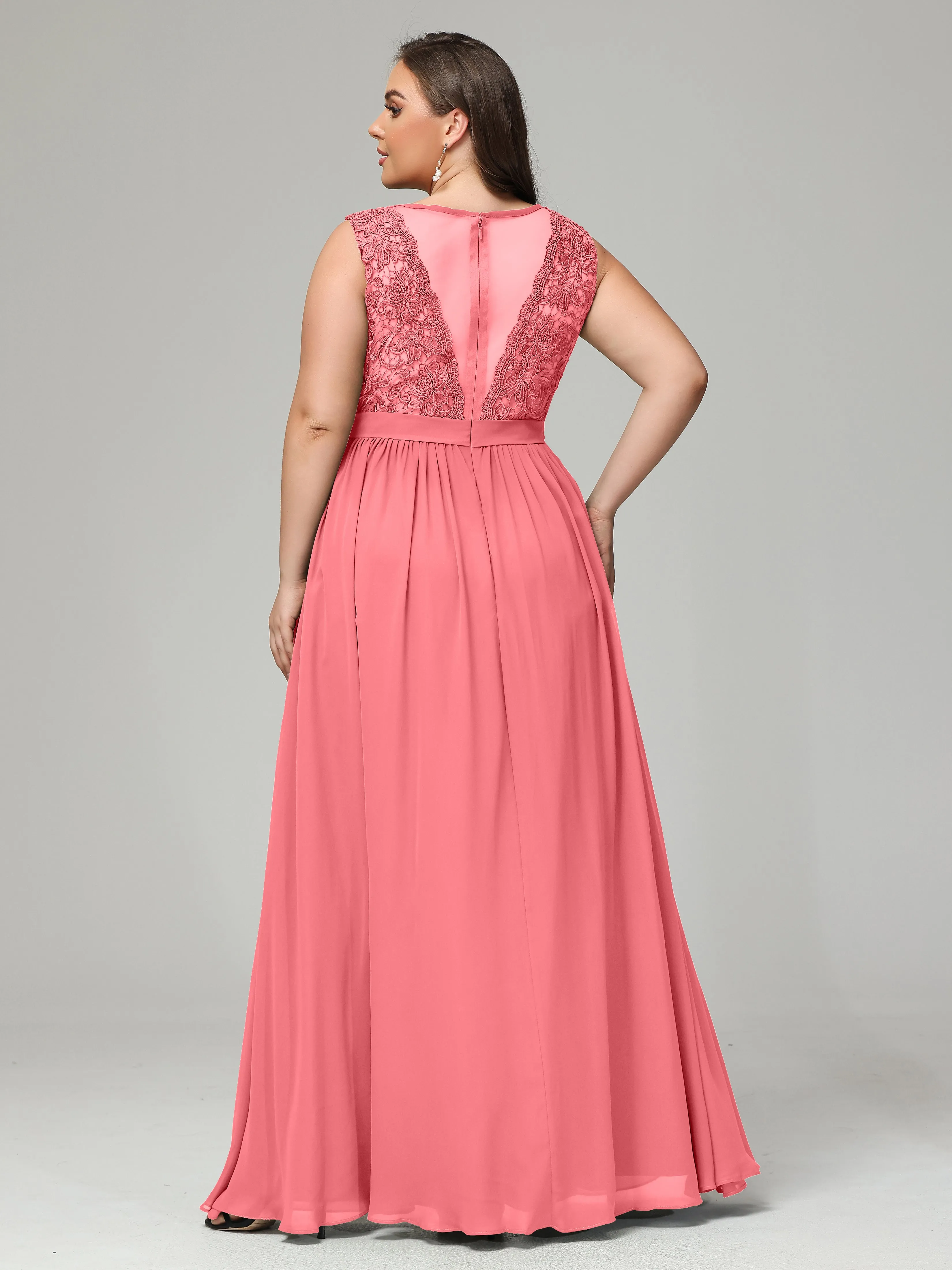 Embroidery V Back Chiffon Mother of Bride Dress