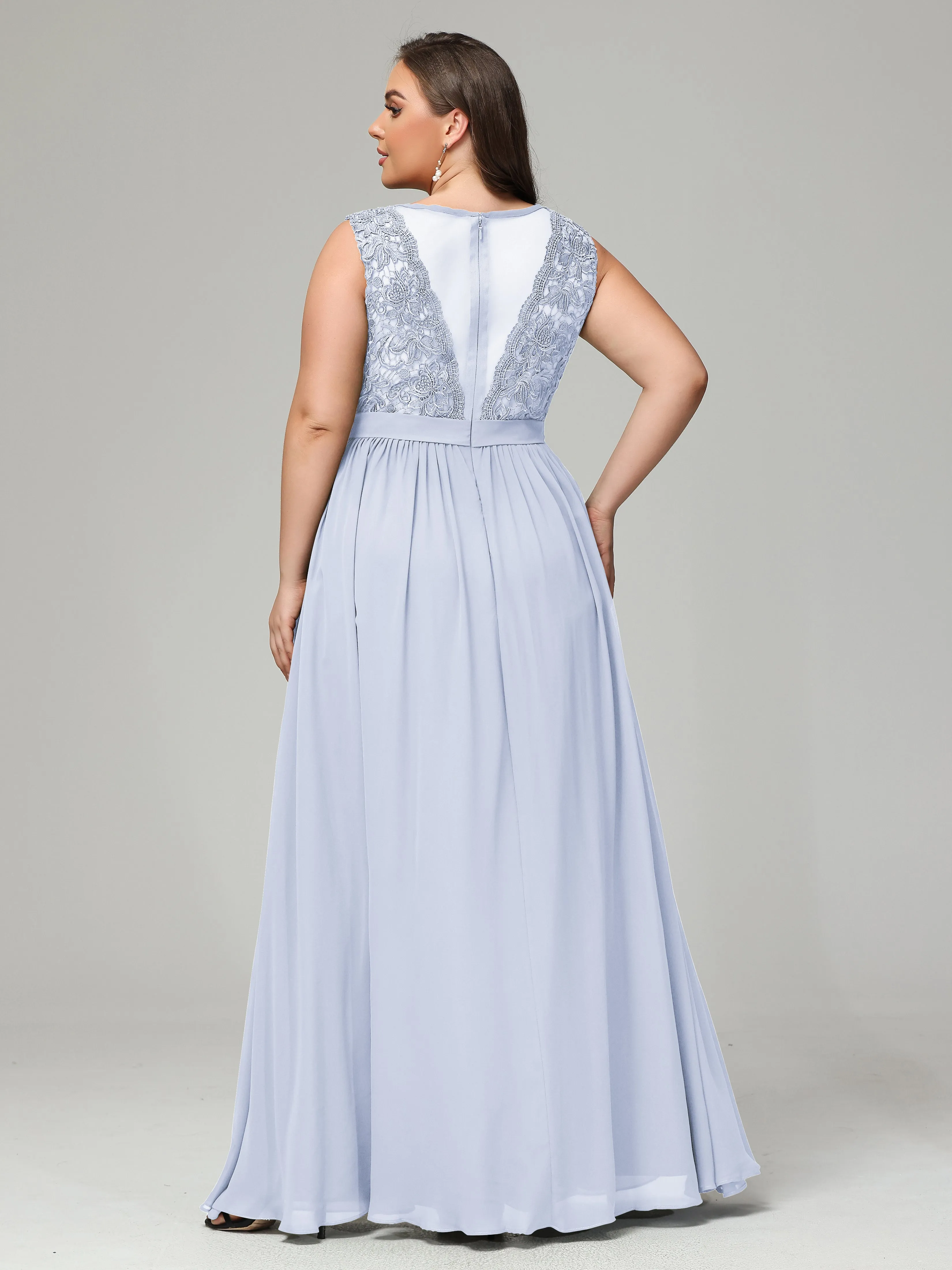 Embroidery V Back Chiffon Mother of Bride Dress