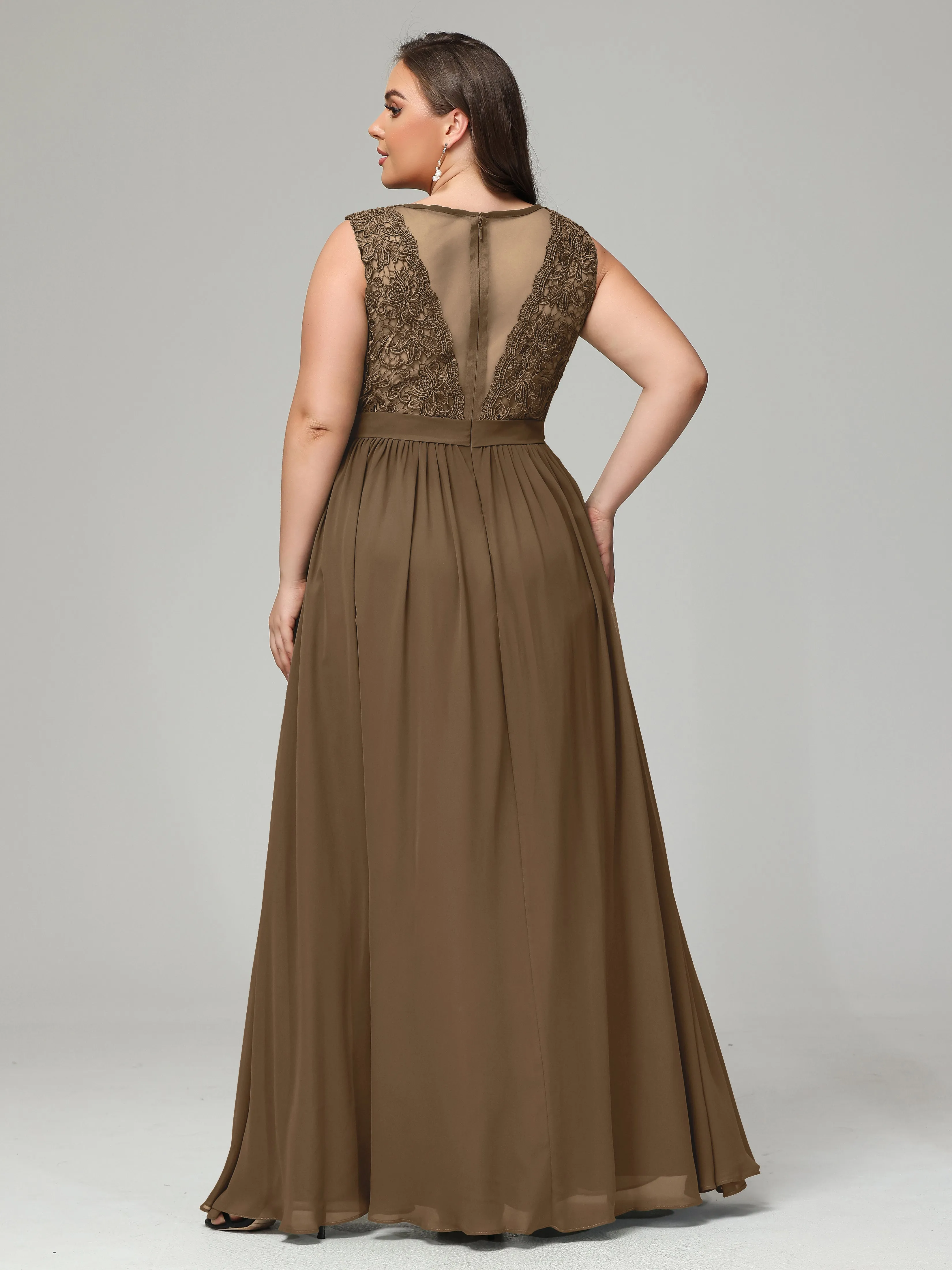 Embroidery V Back Chiffon Mother of Bride Dress