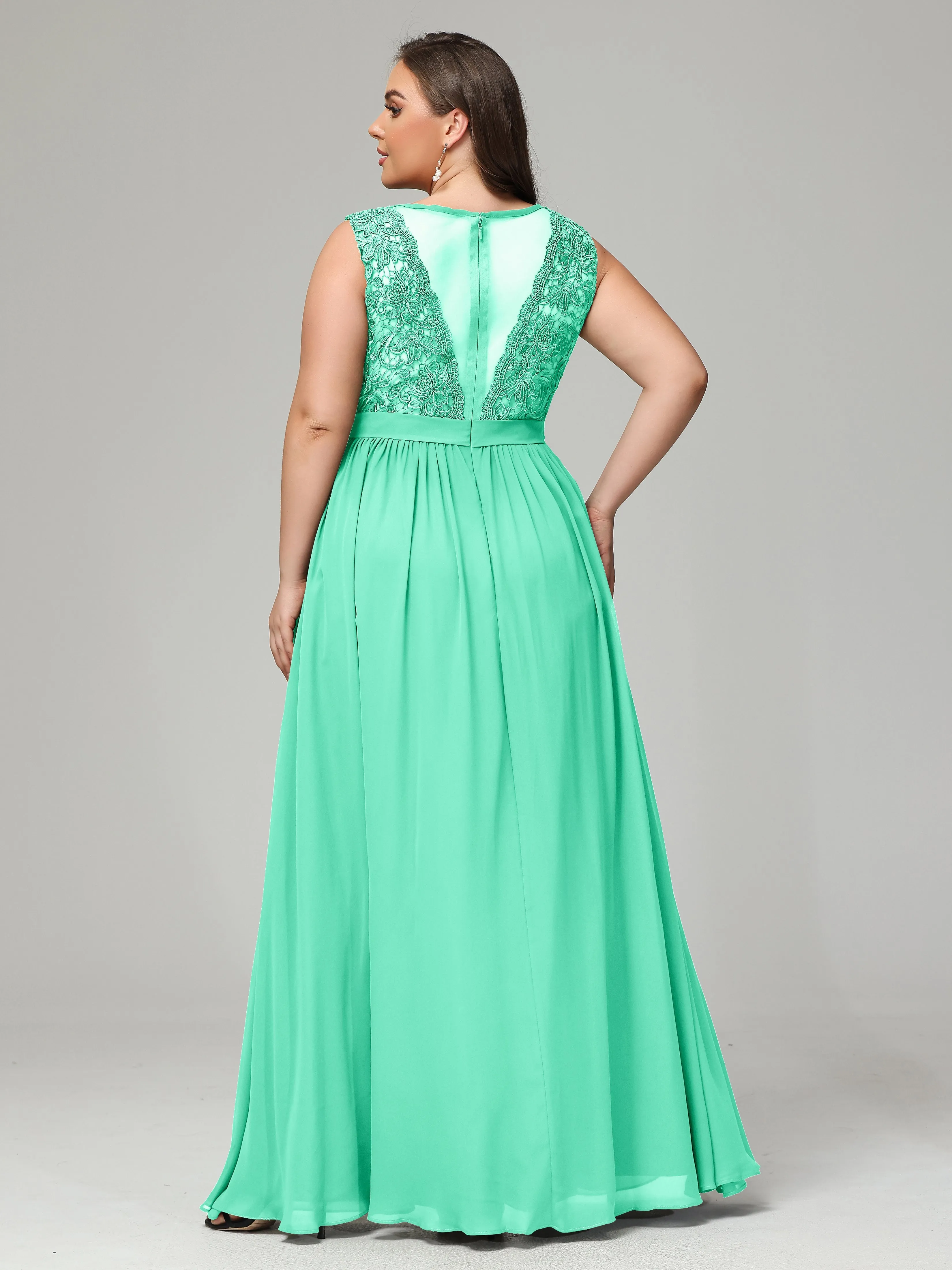 Embroidery V Back Chiffon Mother of Bride Dress