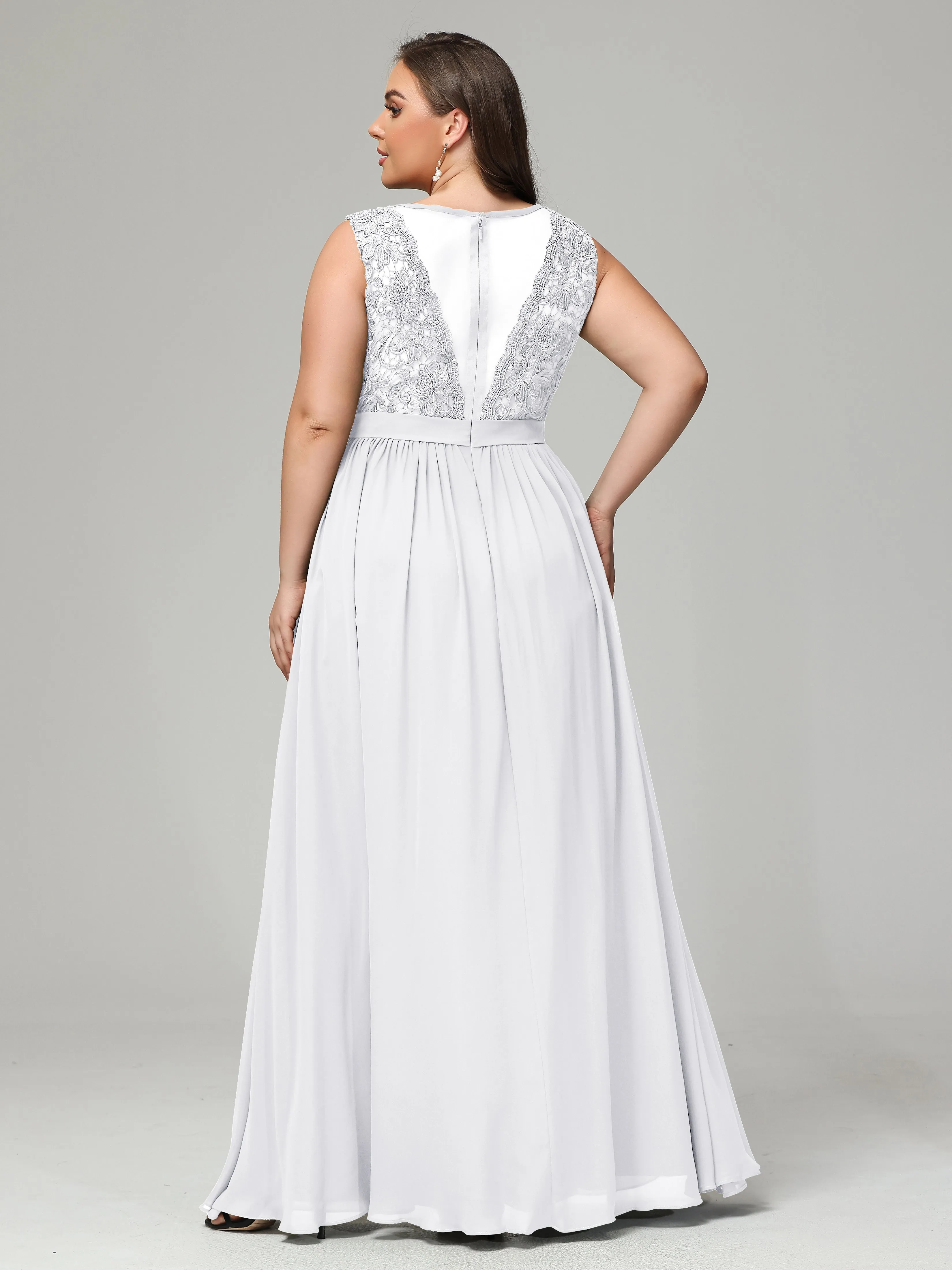 Embroidery V Back Chiffon Mother of Bride Dress