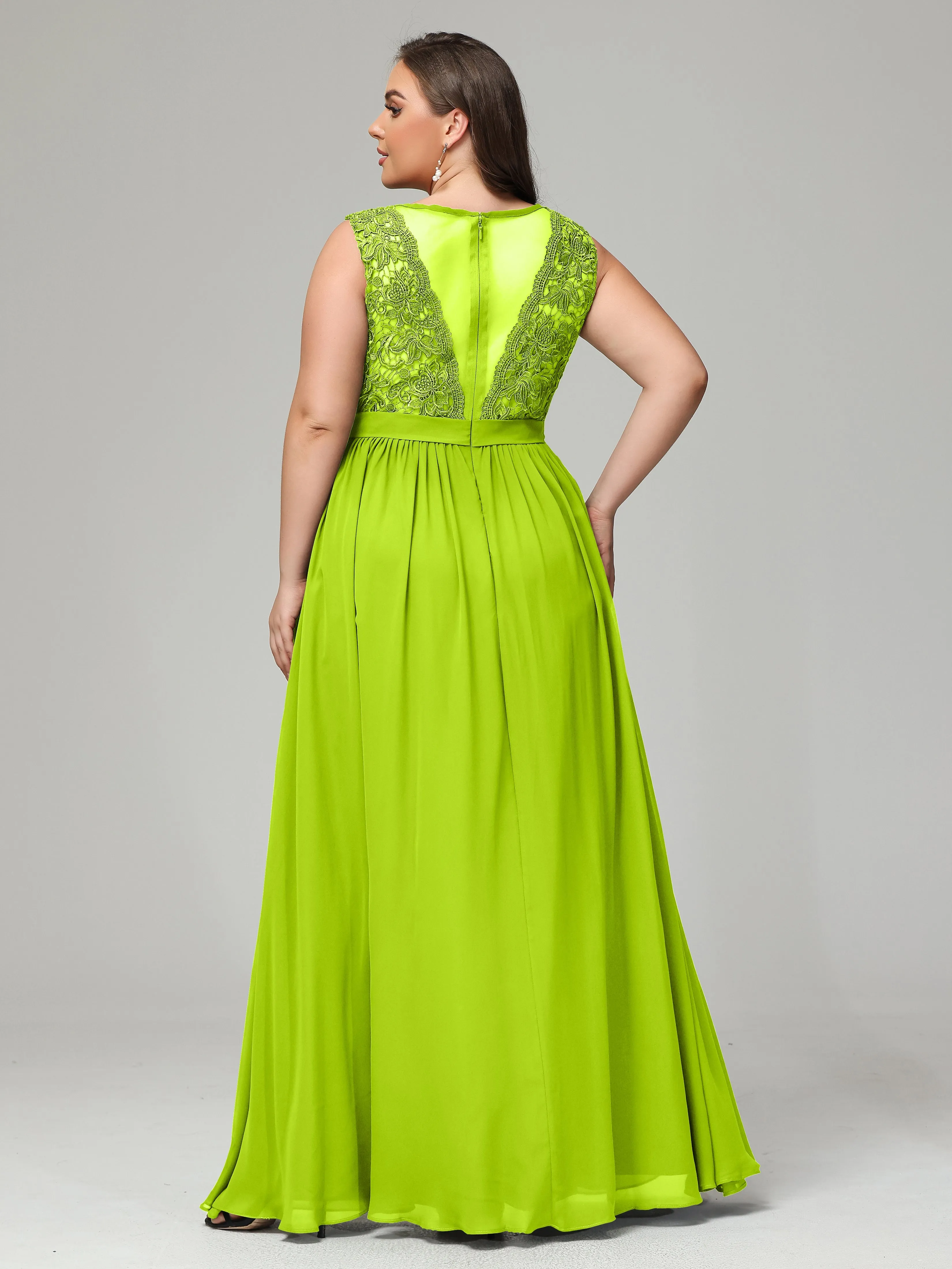 Embroidery V Back Chiffon Mother of Bride Dress