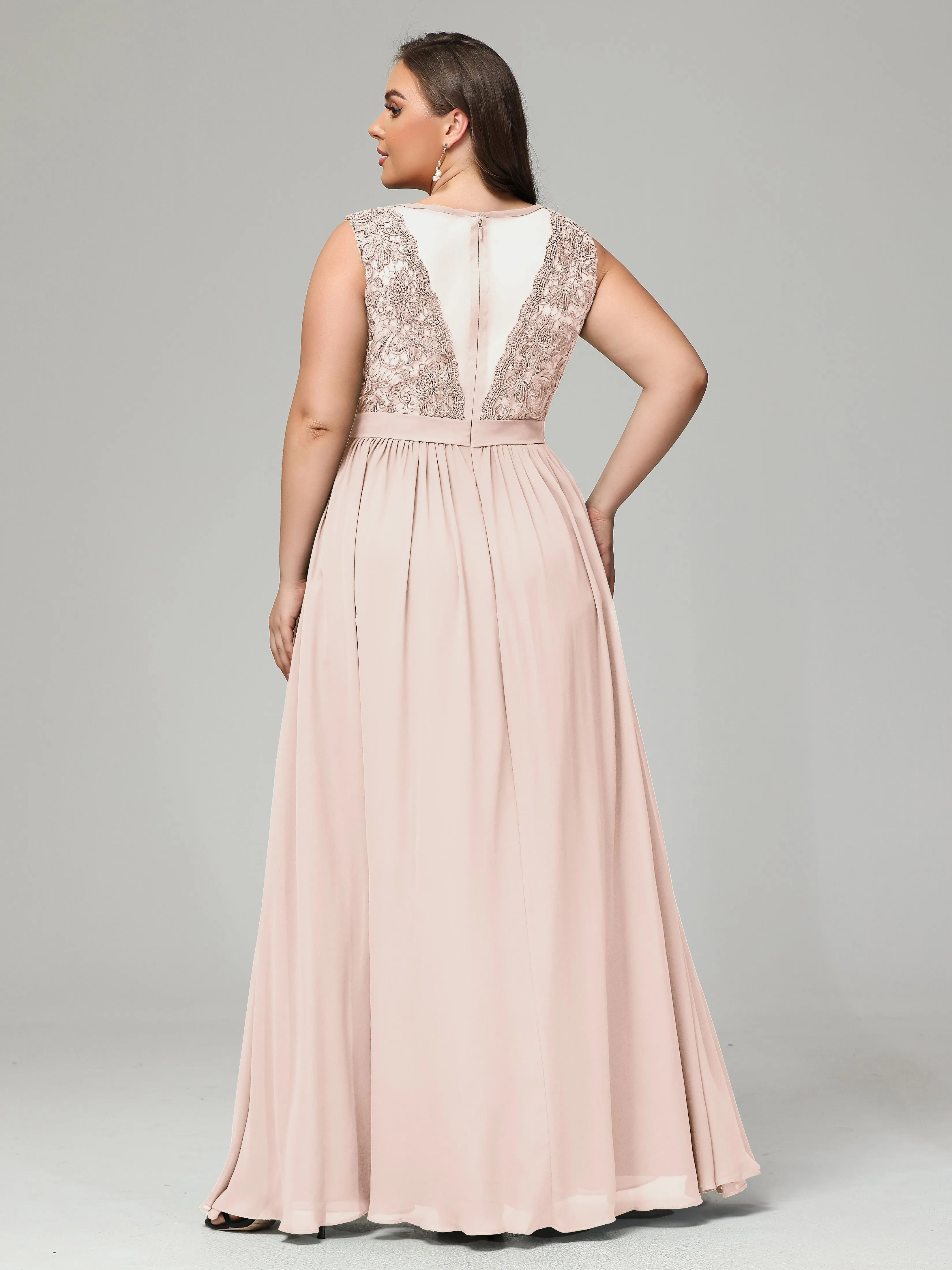 Embroidery V Back Chiffon Mother of Bride Dress