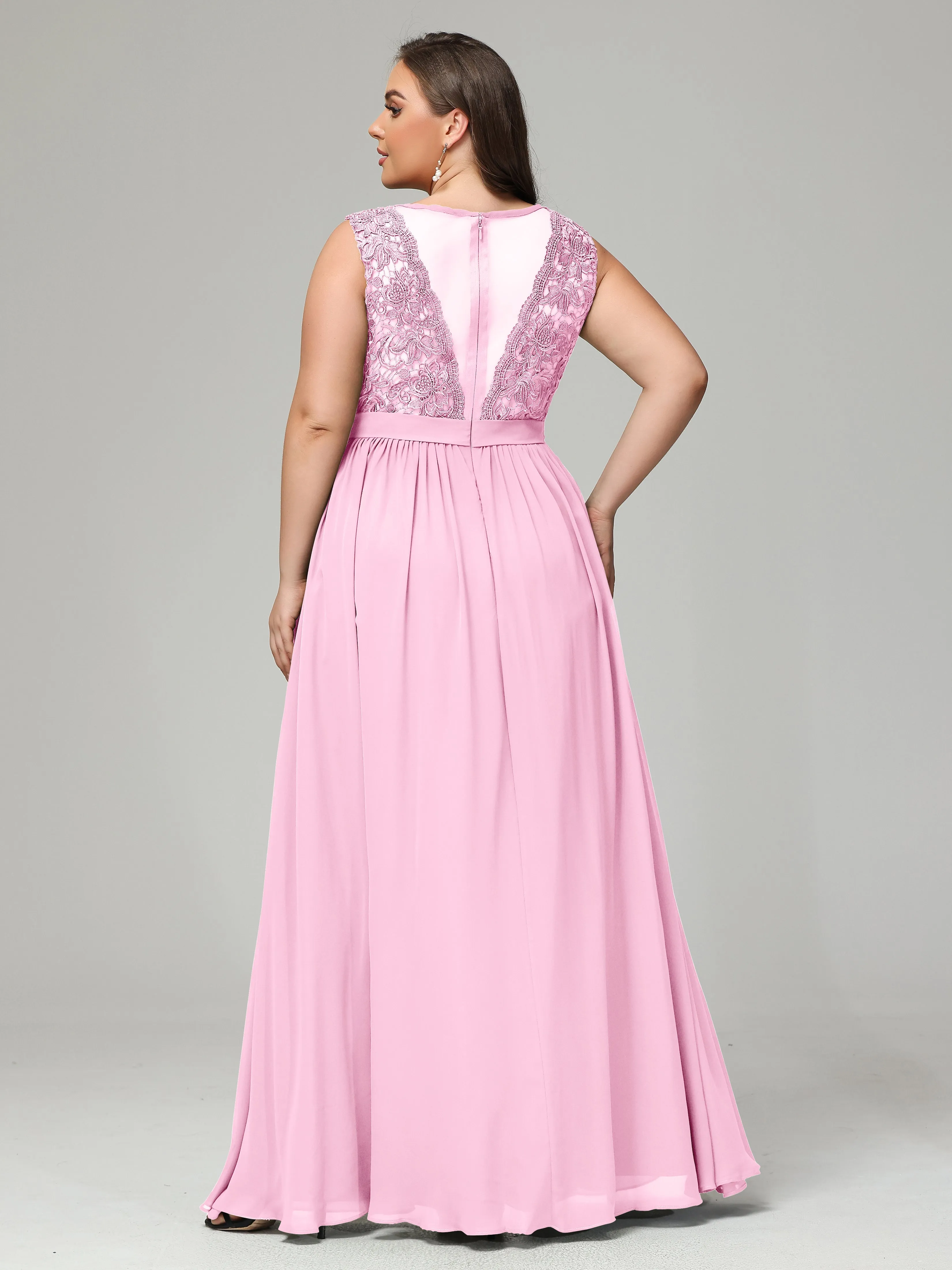 Embroidery V Back Chiffon Mother of Bride Dress