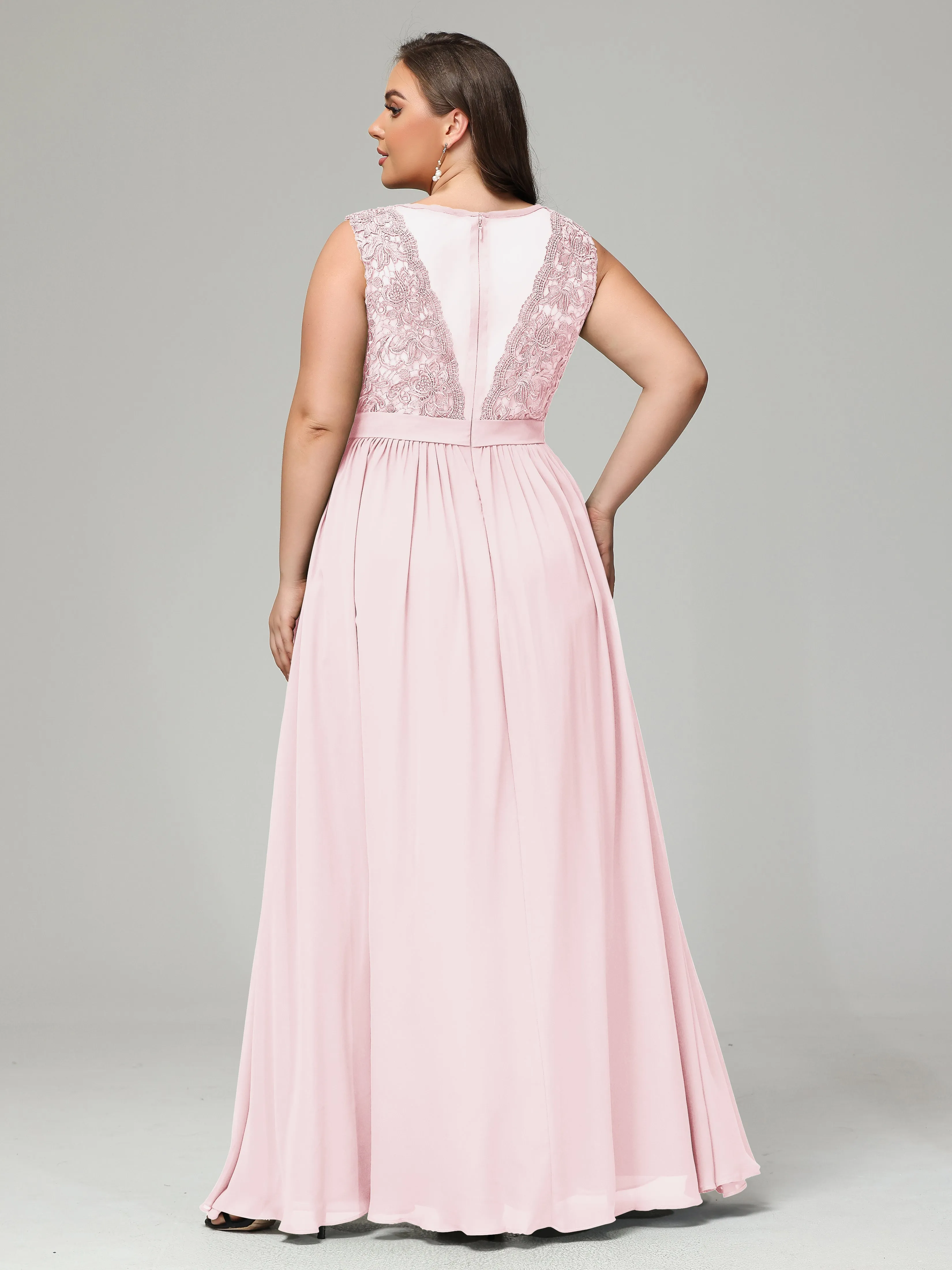 Embroidery V Back Chiffon Mother of Bride Dress