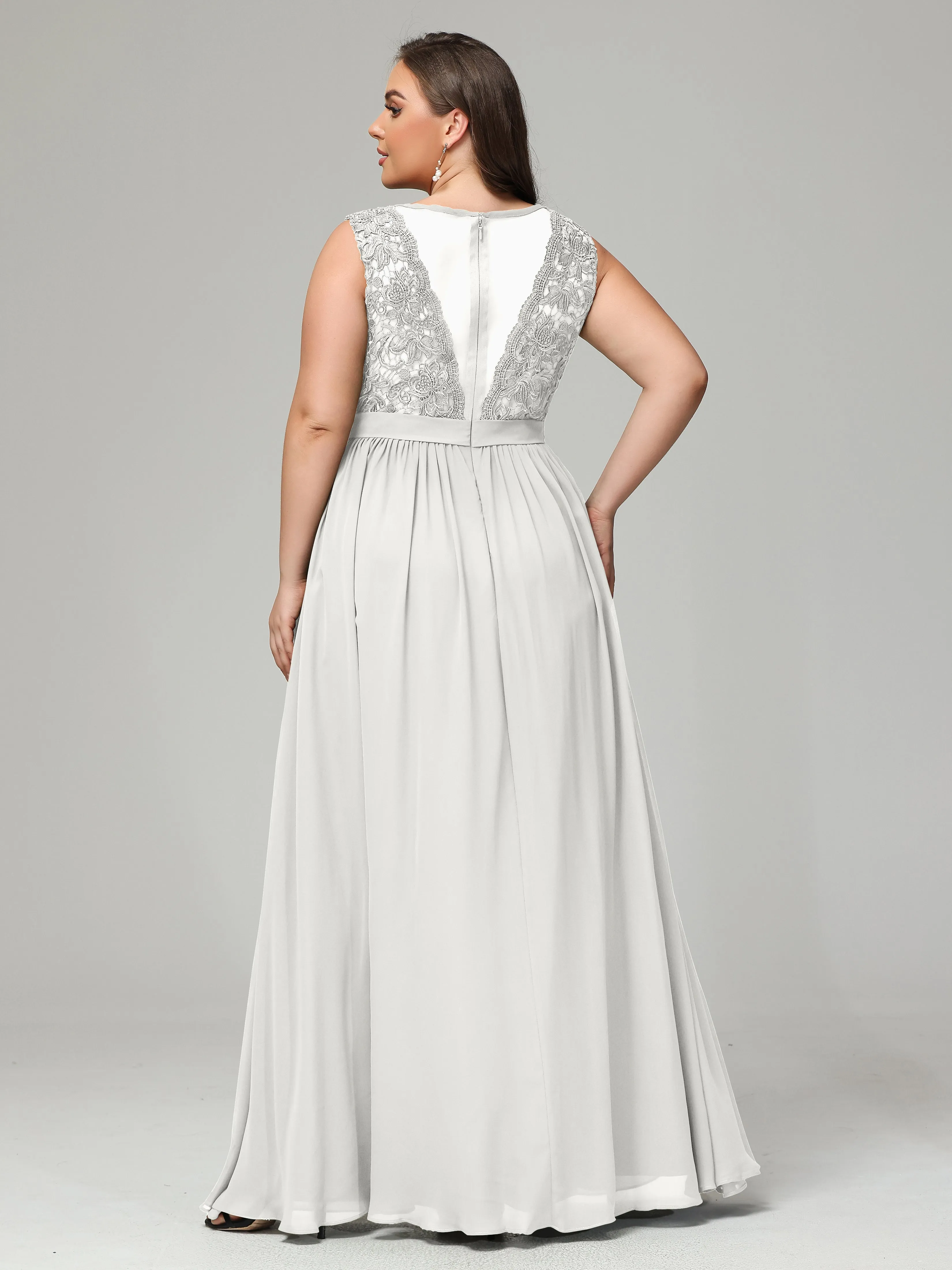 Embroidery V Back Chiffon Mother of Bride Dress