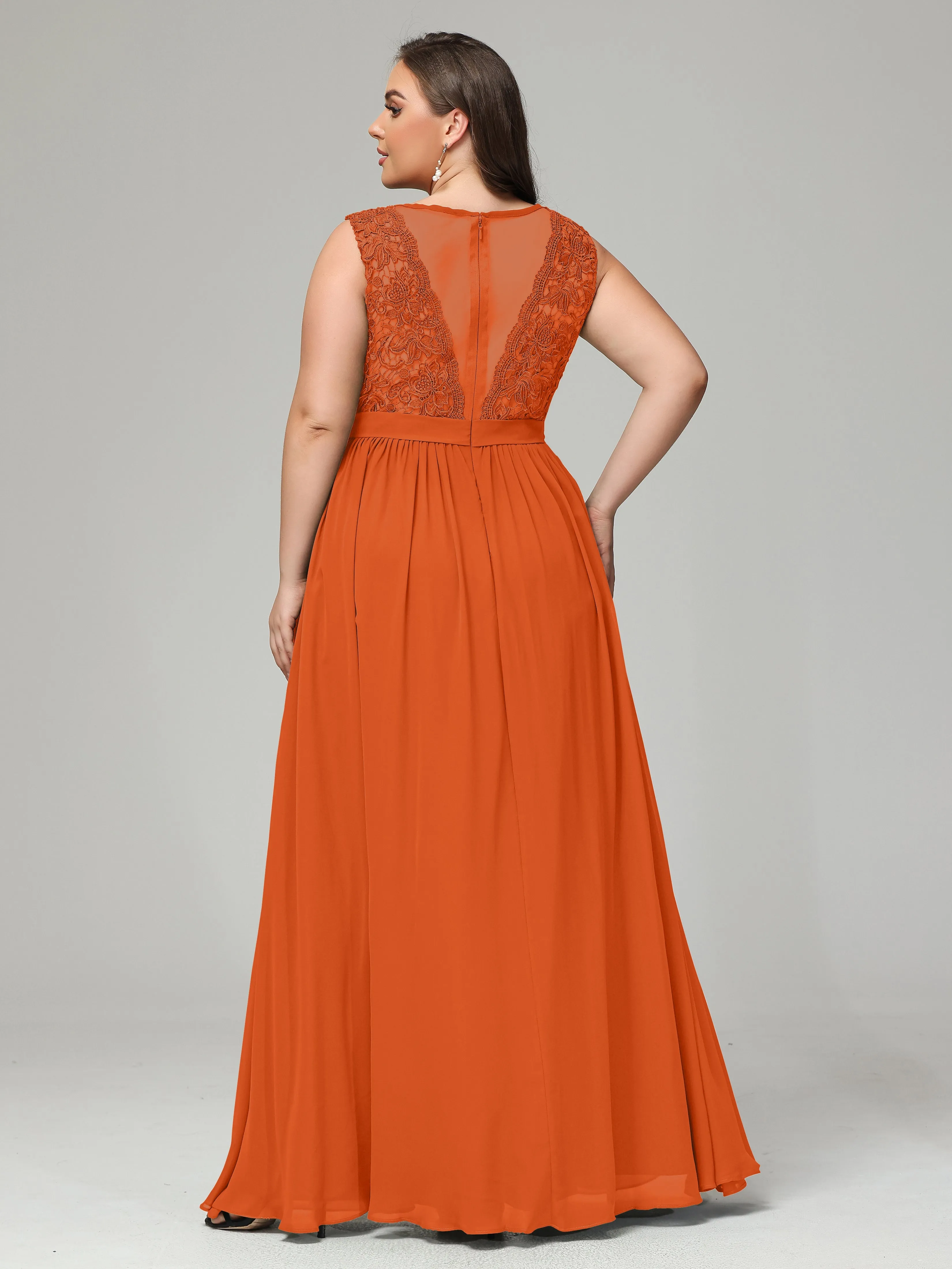 Embroidery V Back Chiffon Mother of Bride Dress