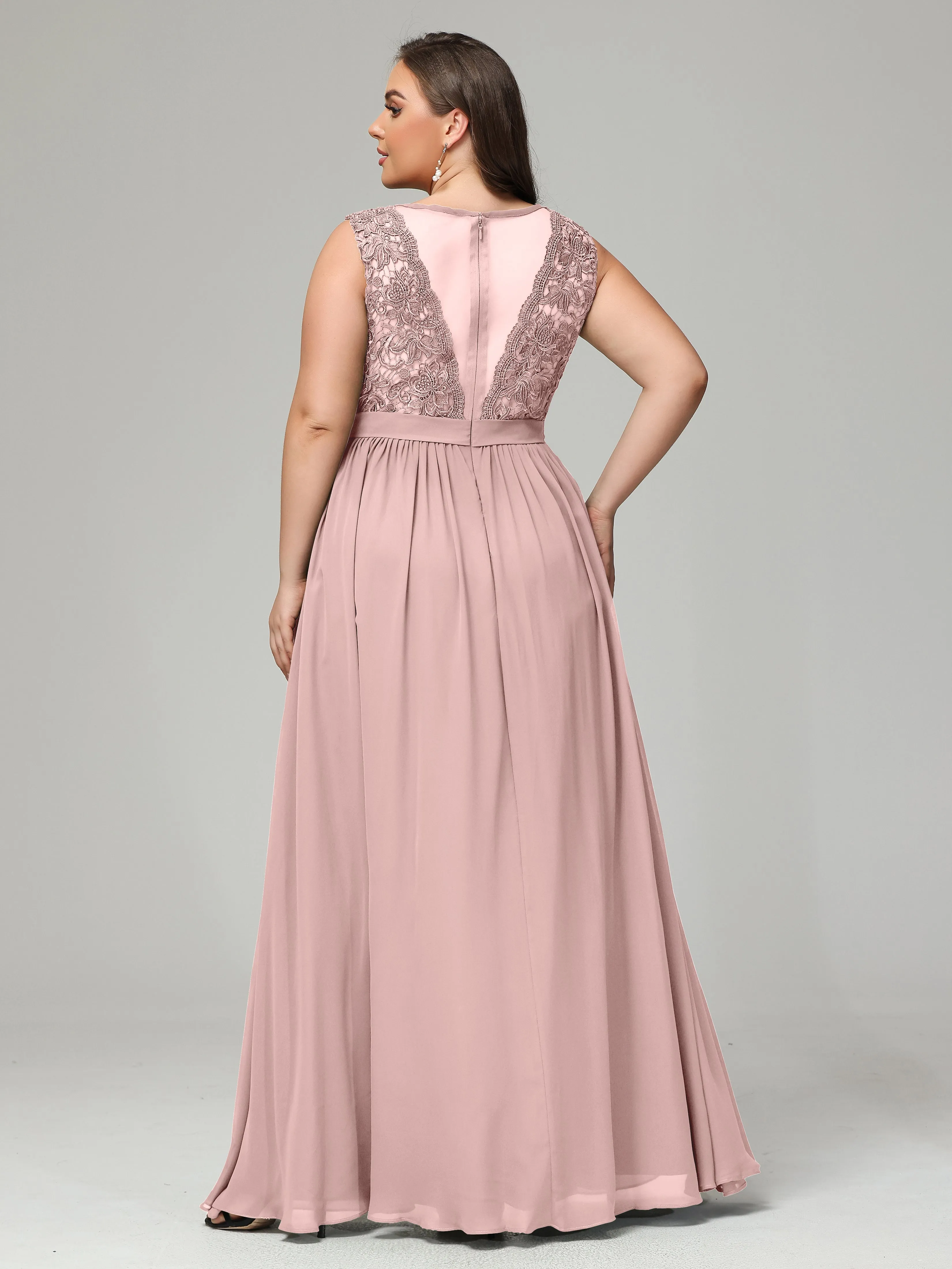 Embroidery V Back Chiffon Mother of Bride Dress