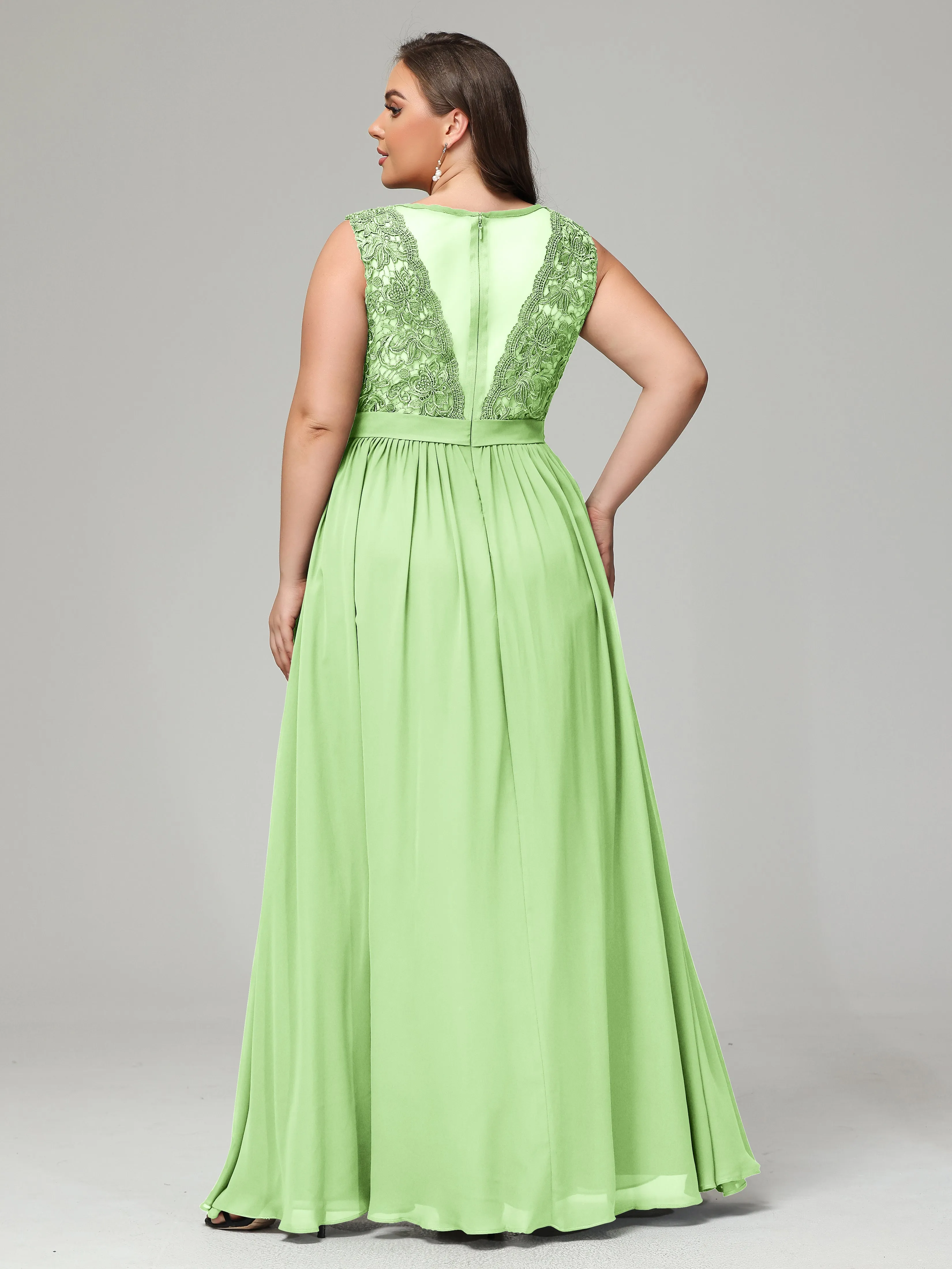 Embroidery V Back Chiffon Mother of Bride Dress