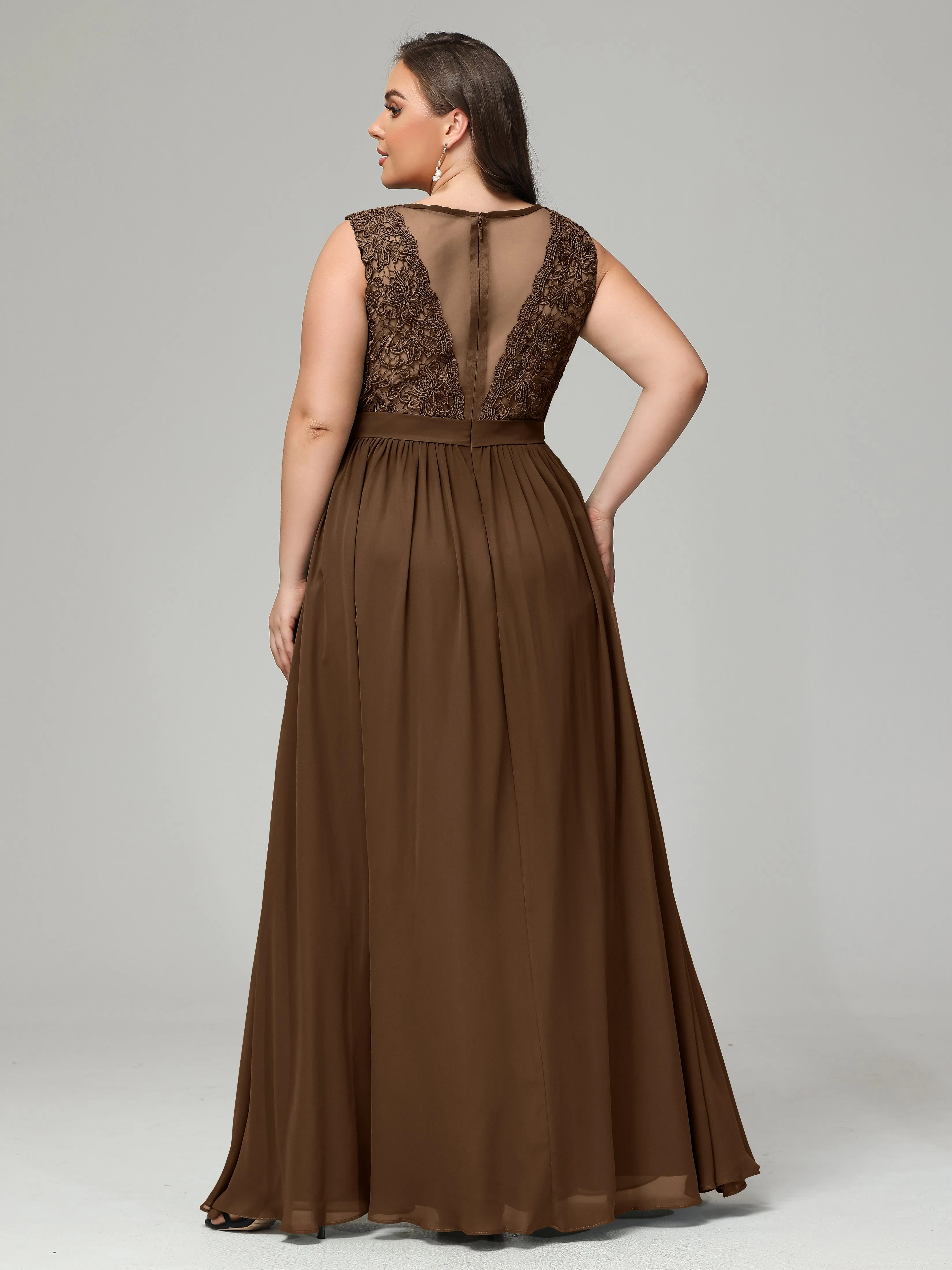 Embroidery V Back Chiffon Mother of Bride Dress