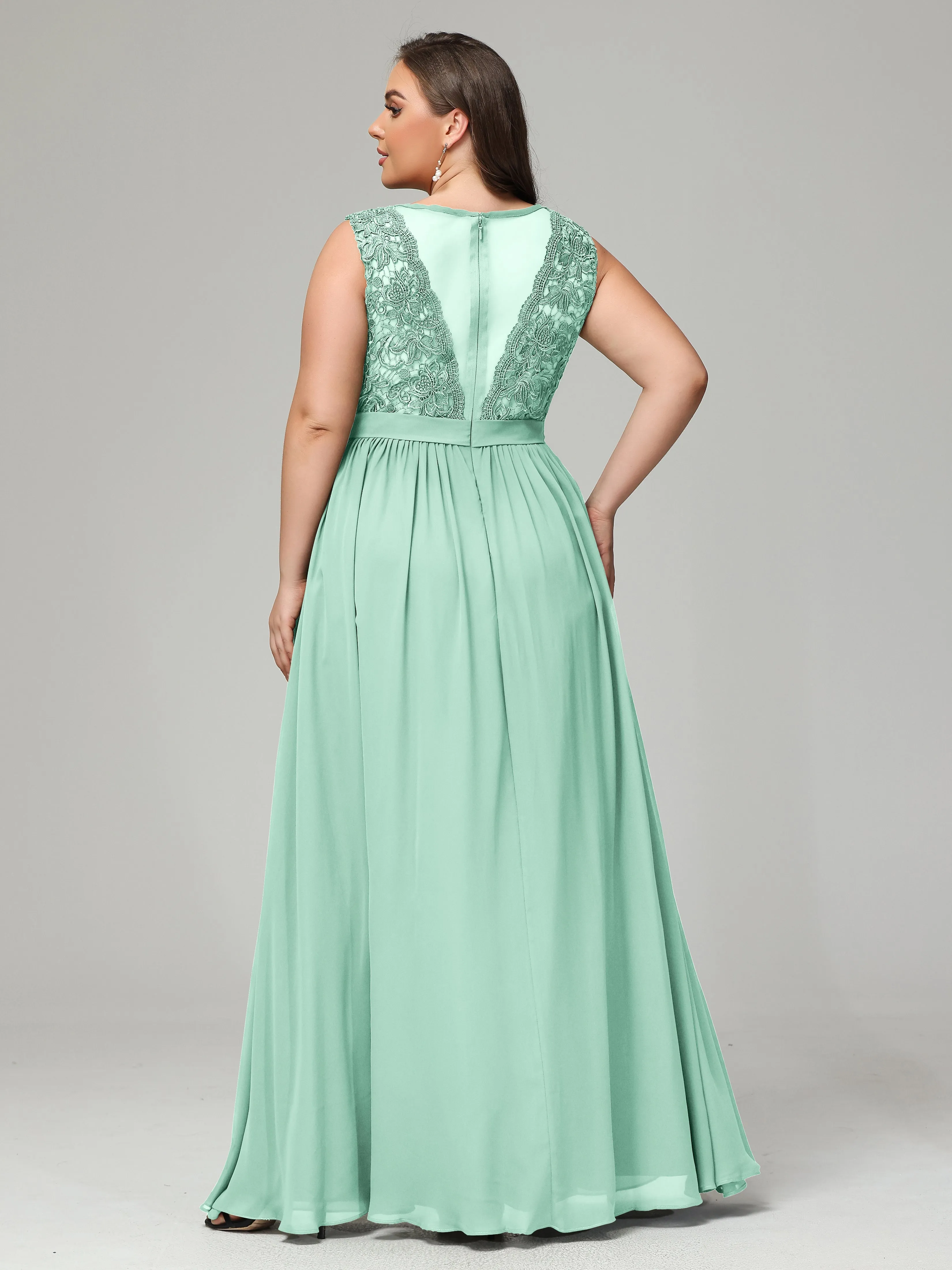 Embroidery V Back Chiffon Mother of Bride Dress