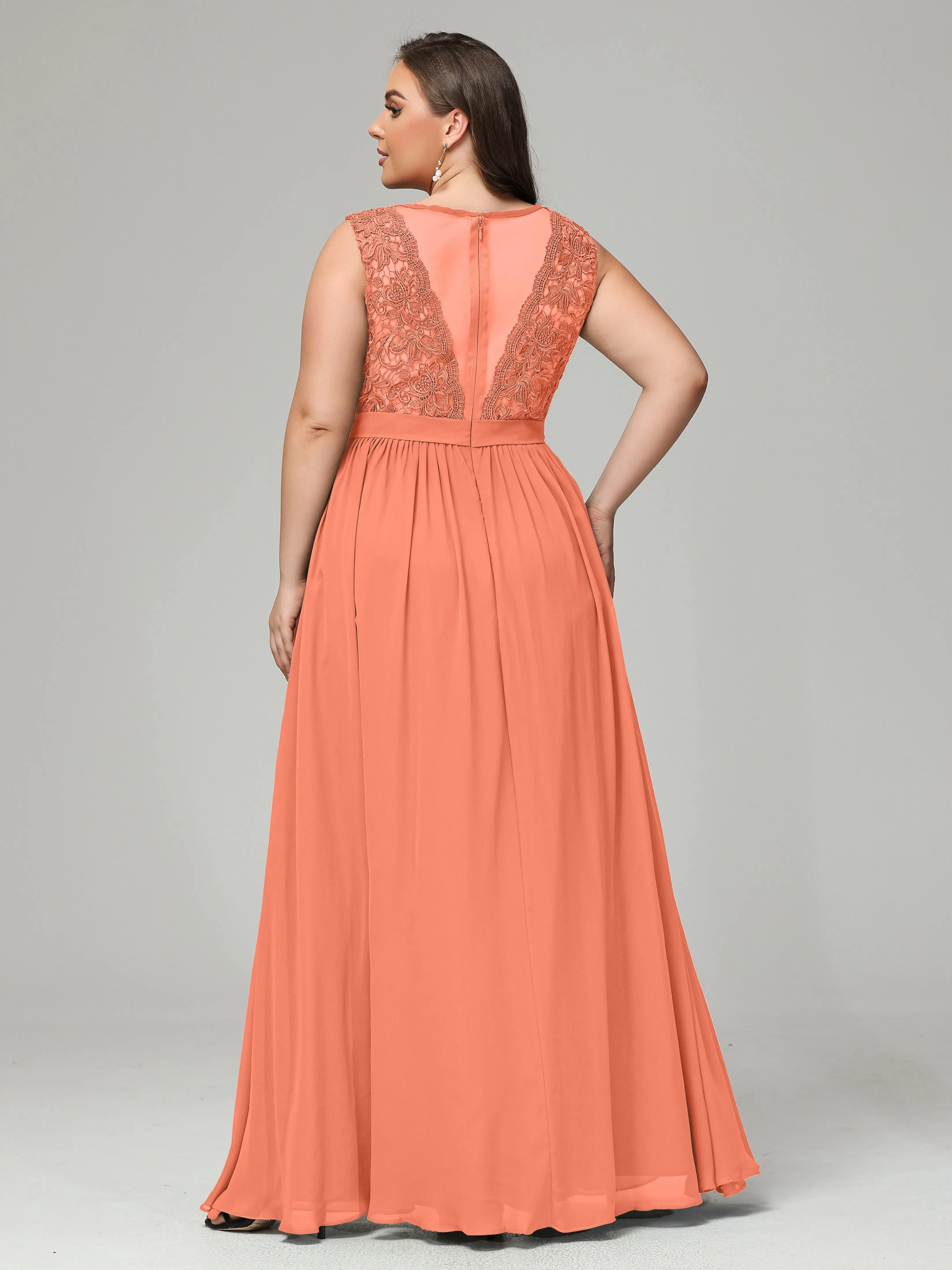 Embroidery V Back Chiffon Mother of Bride Dress