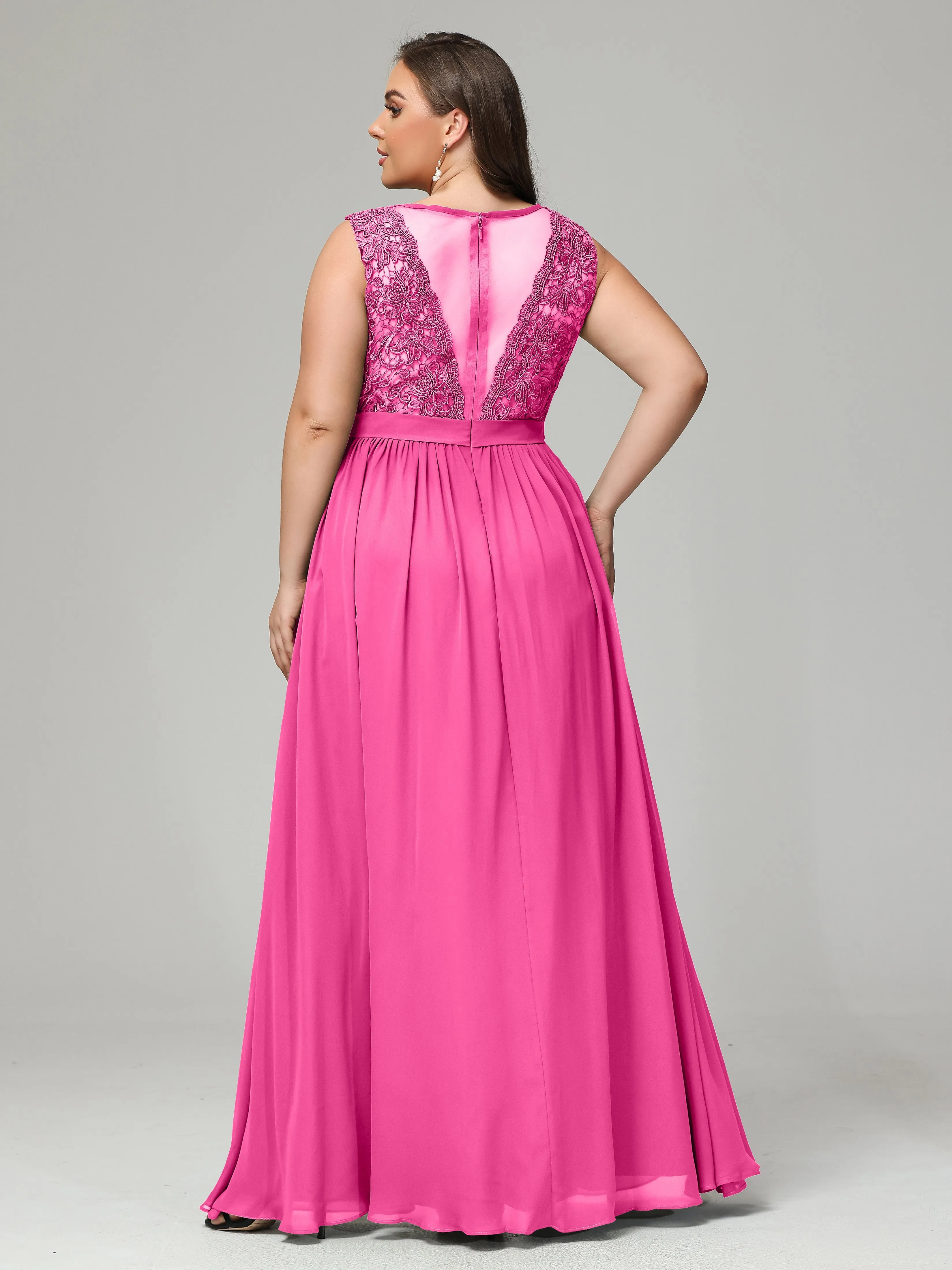 Embroidery V Back Chiffon Mother of Bride Dress