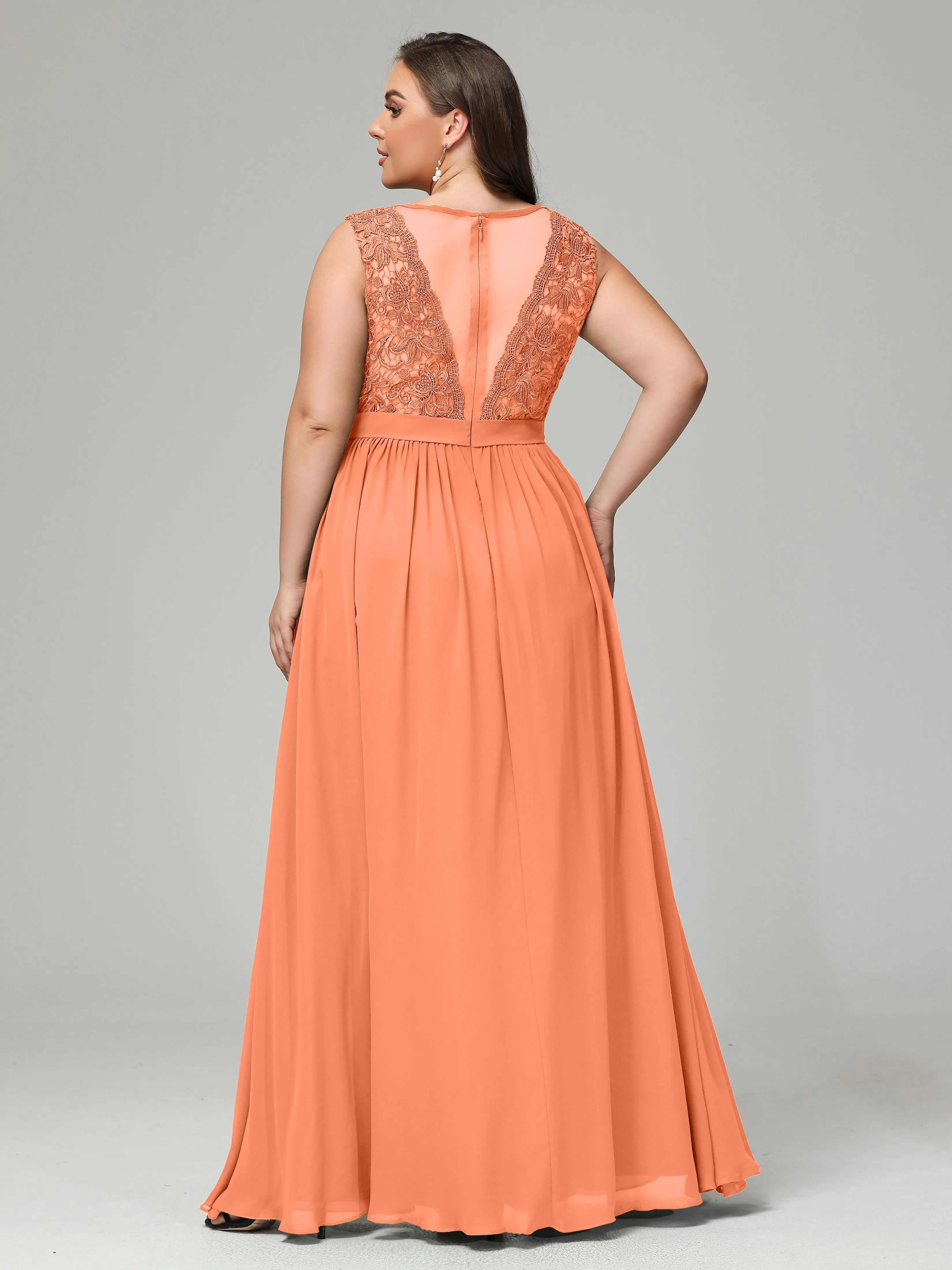 Embroidery V Back Chiffon Mother of Bride Dress