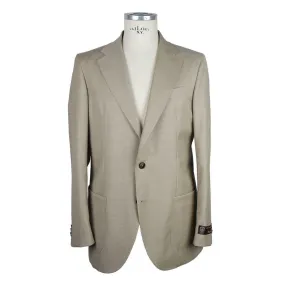 Emilio Romanelli Beige Wool Men Blazer