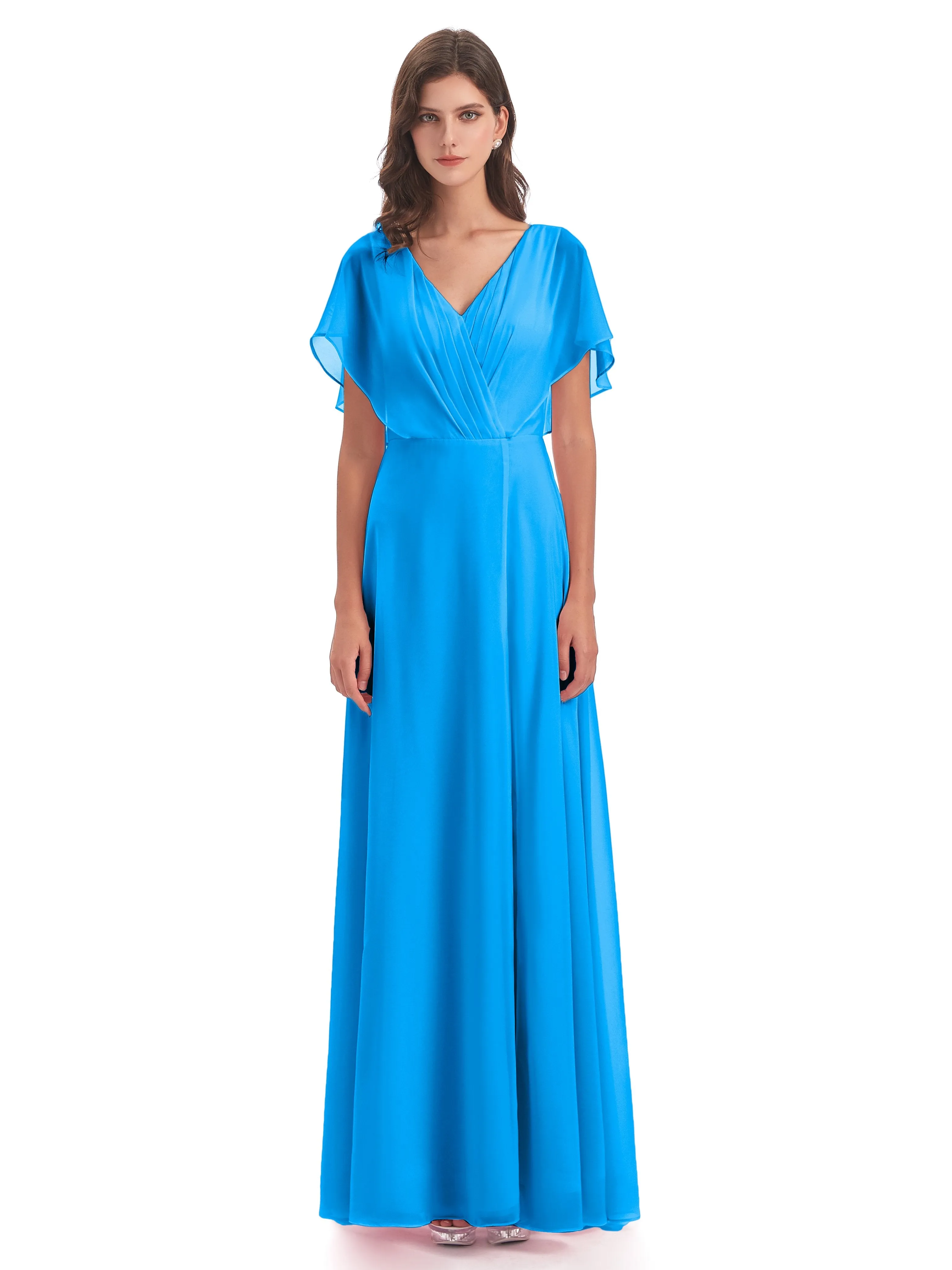 Emily Modest Chiffon Split Long Bridesmaid Dresses