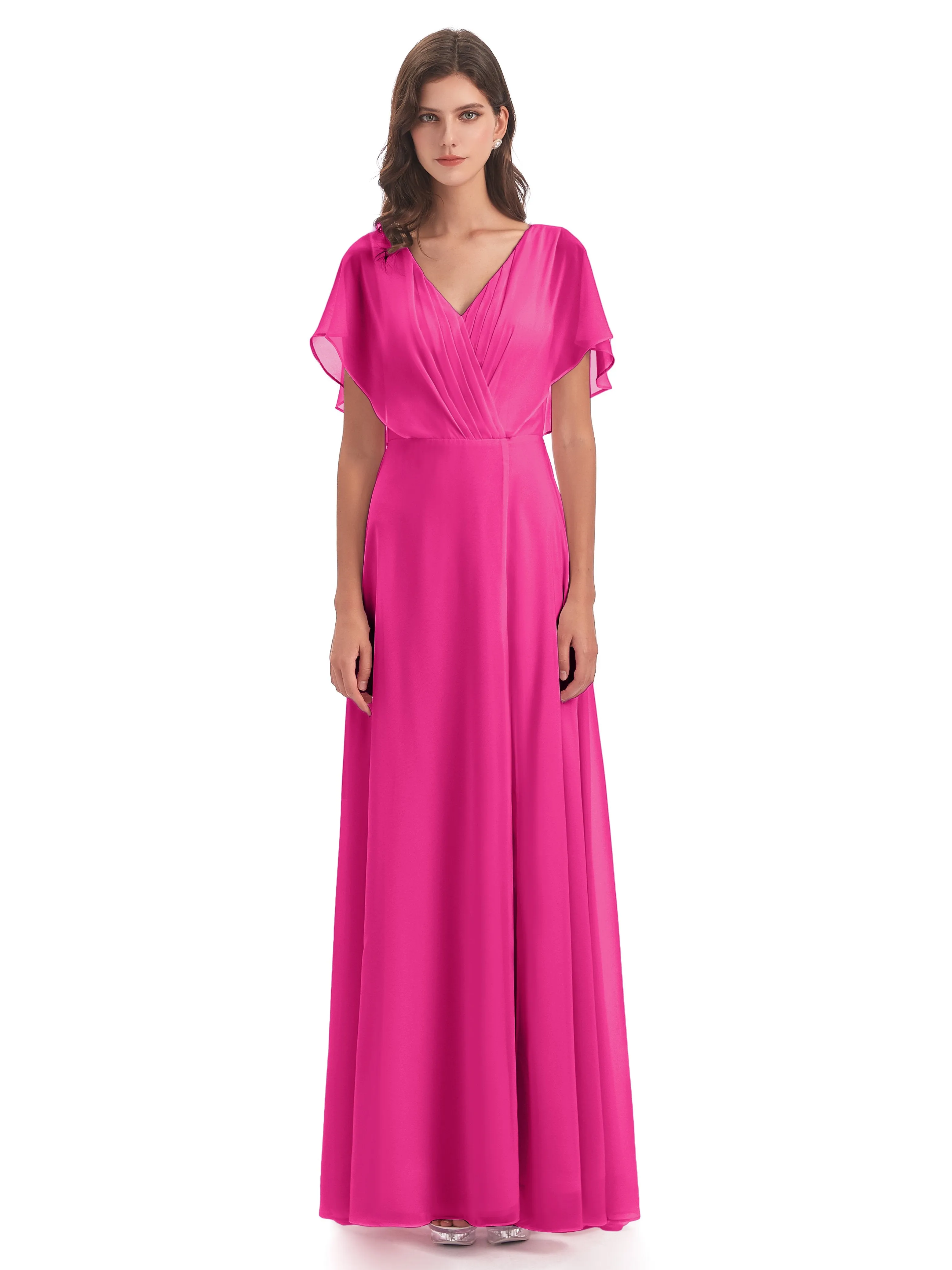 Emily Modest Chiffon Split Long Bridesmaid Dresses