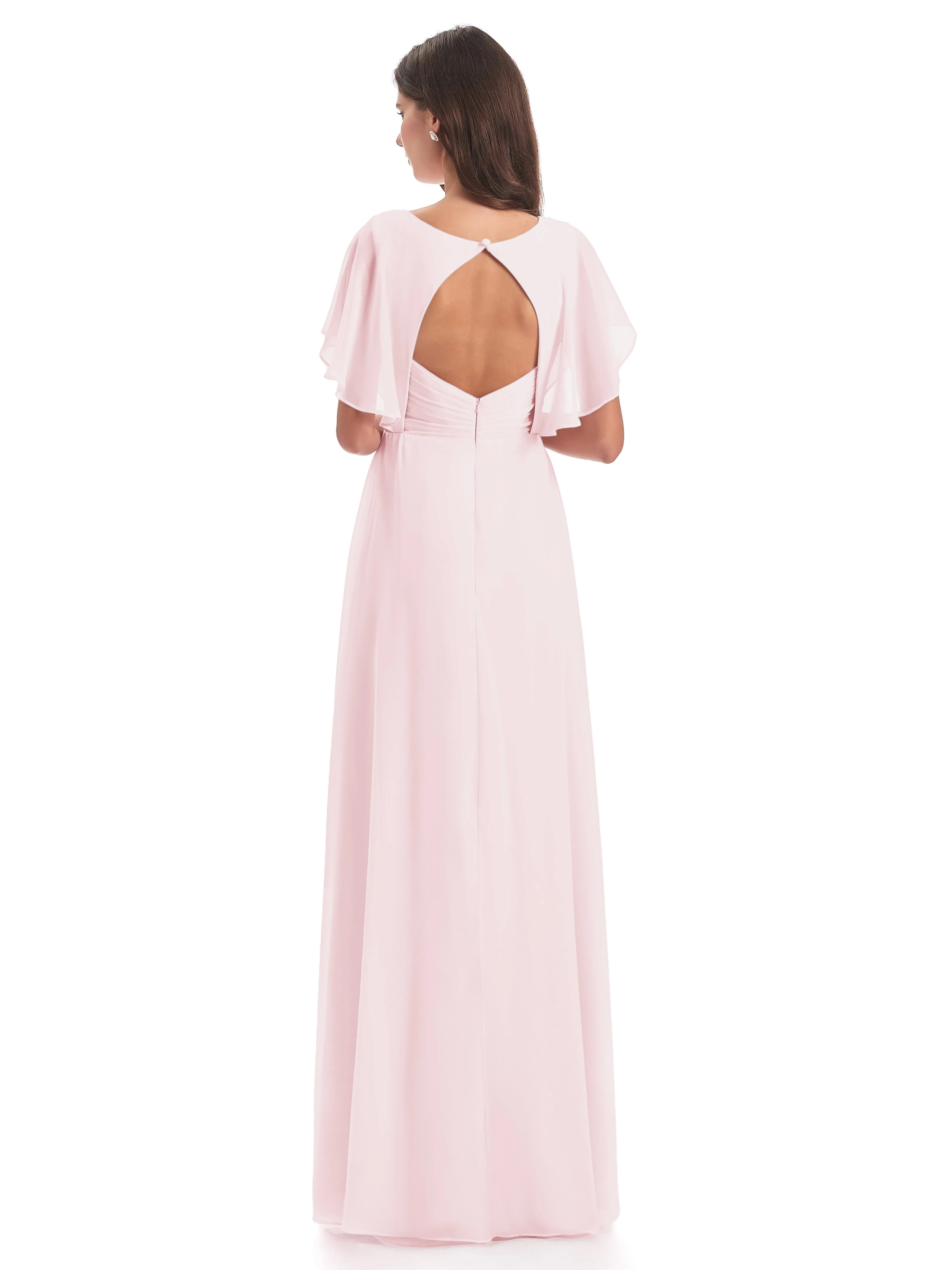 Emily Modest Chiffon Split Long Bridesmaid Dresses