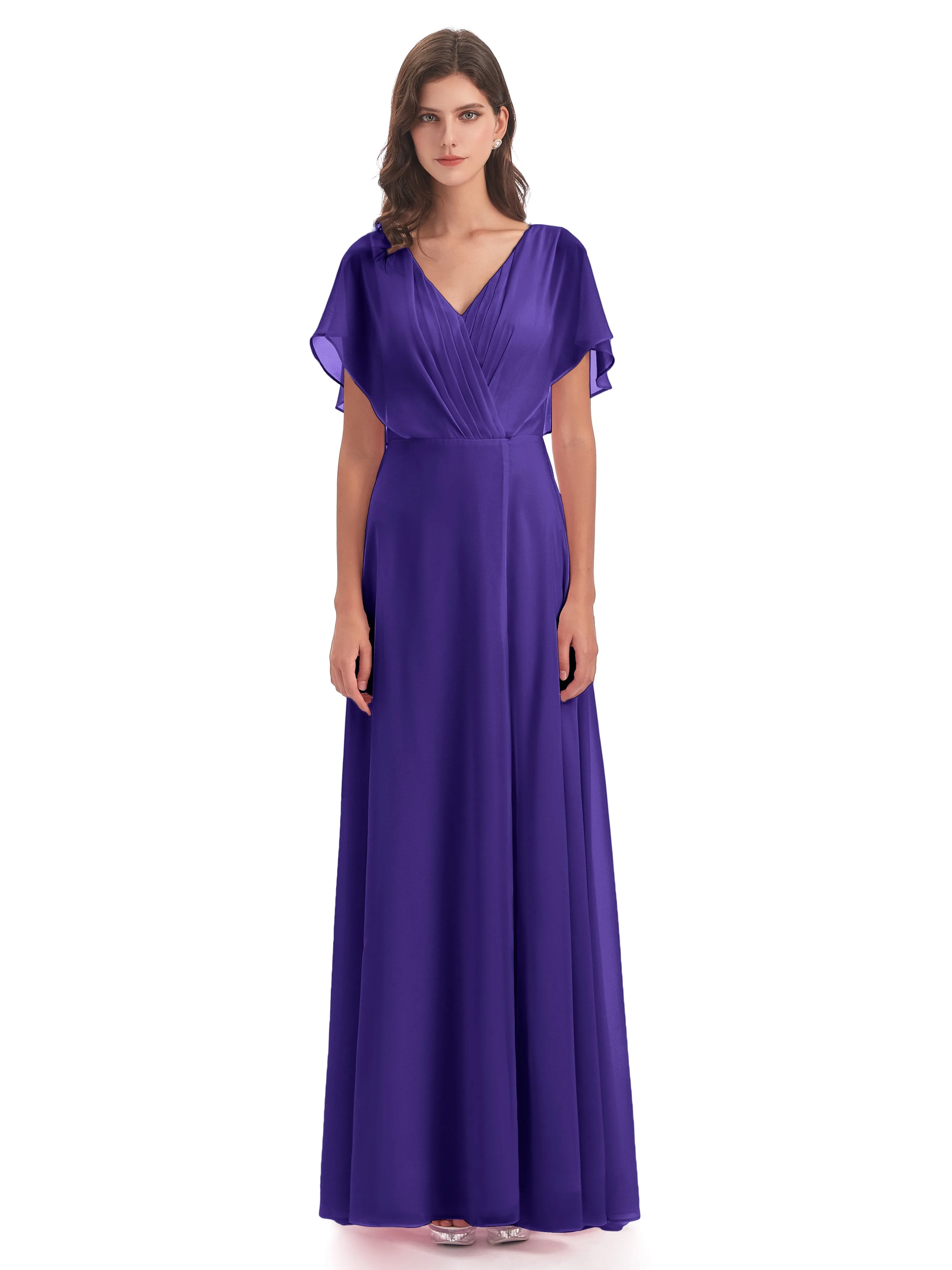 Emily Modest Chiffon Split Long Bridesmaid Dresses