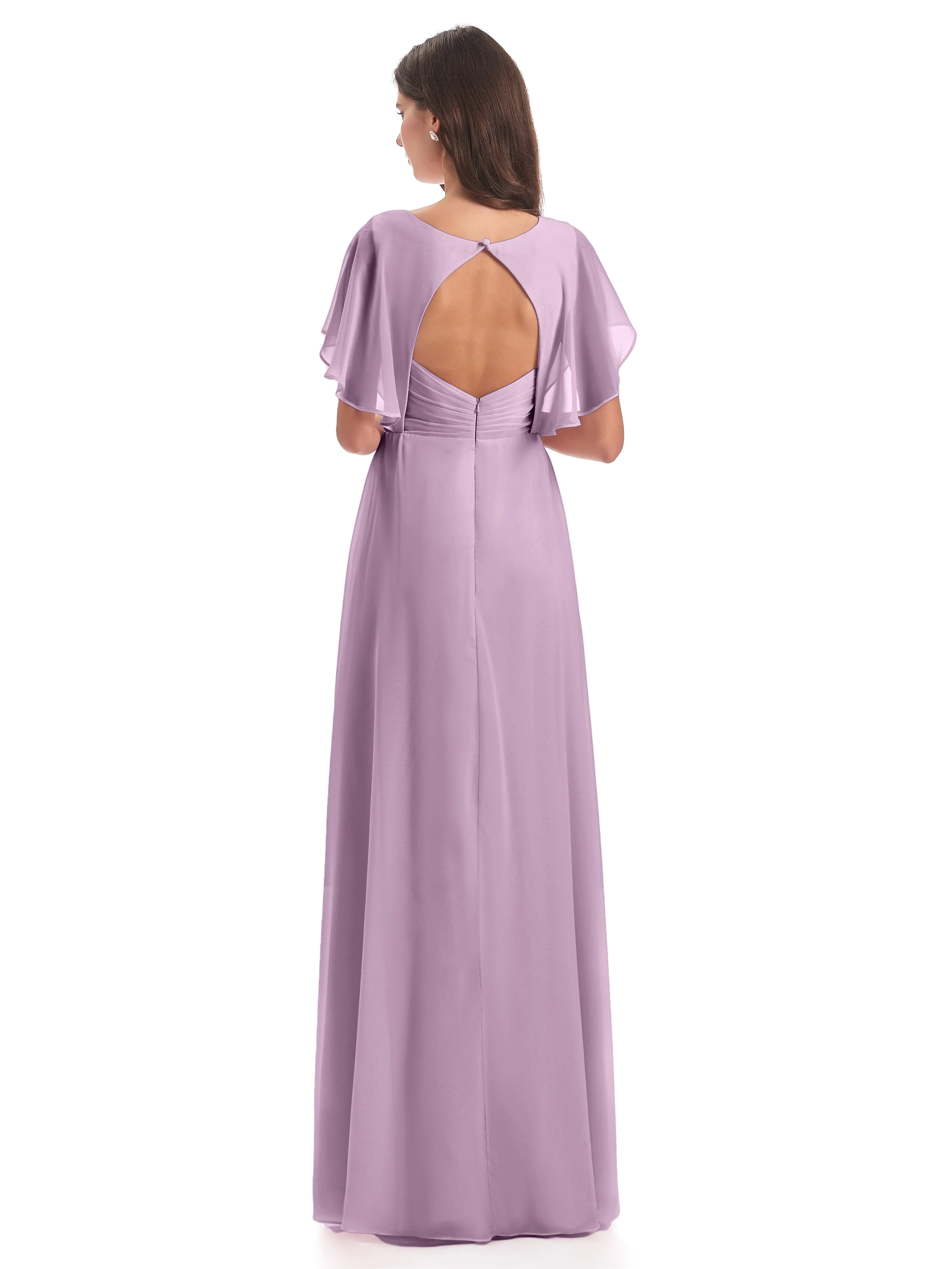 Emily Modest Chiffon Split Long Bridesmaid Dresses