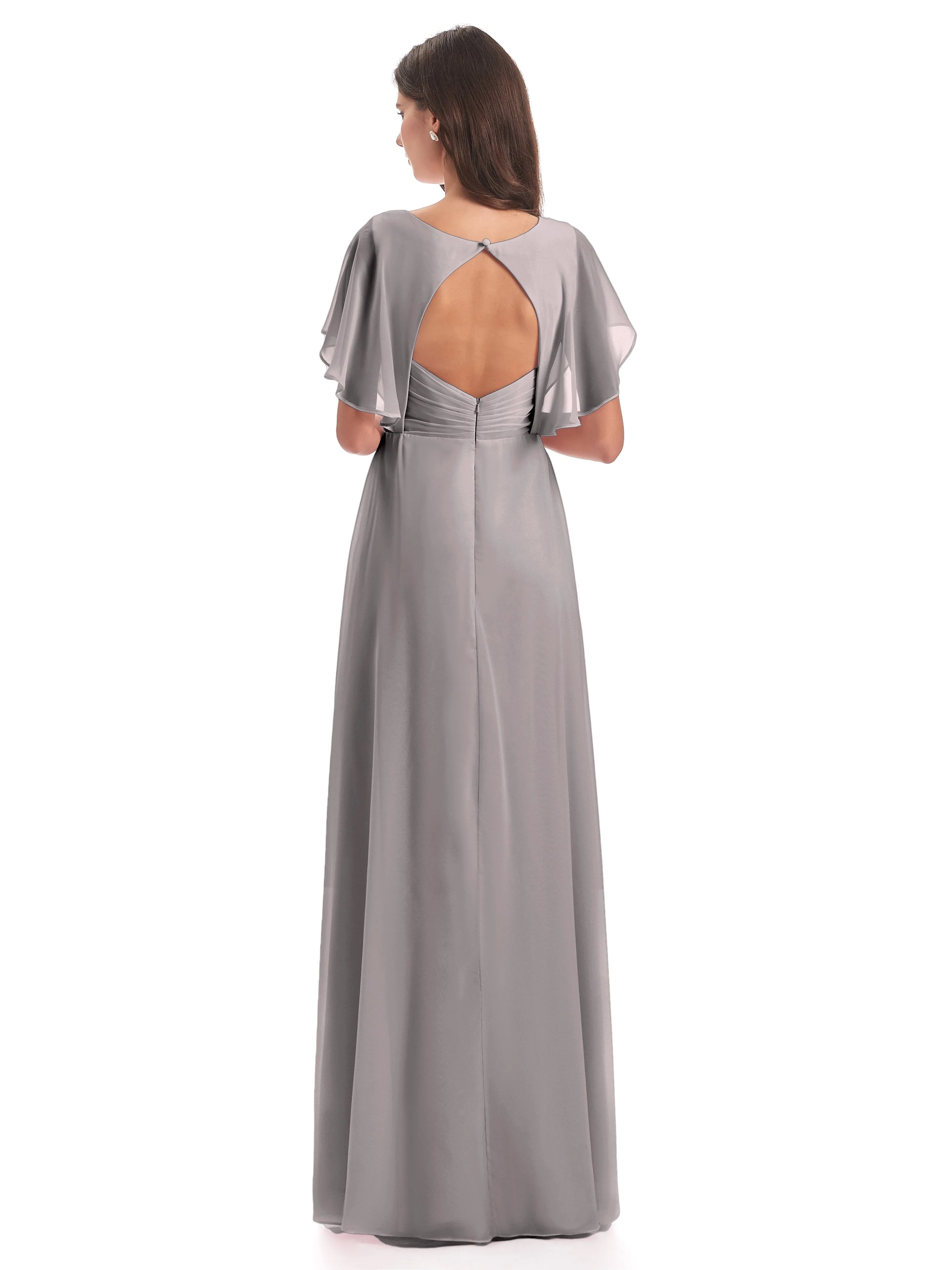 Emily Modest Chiffon Split Long Bridesmaid Dresses