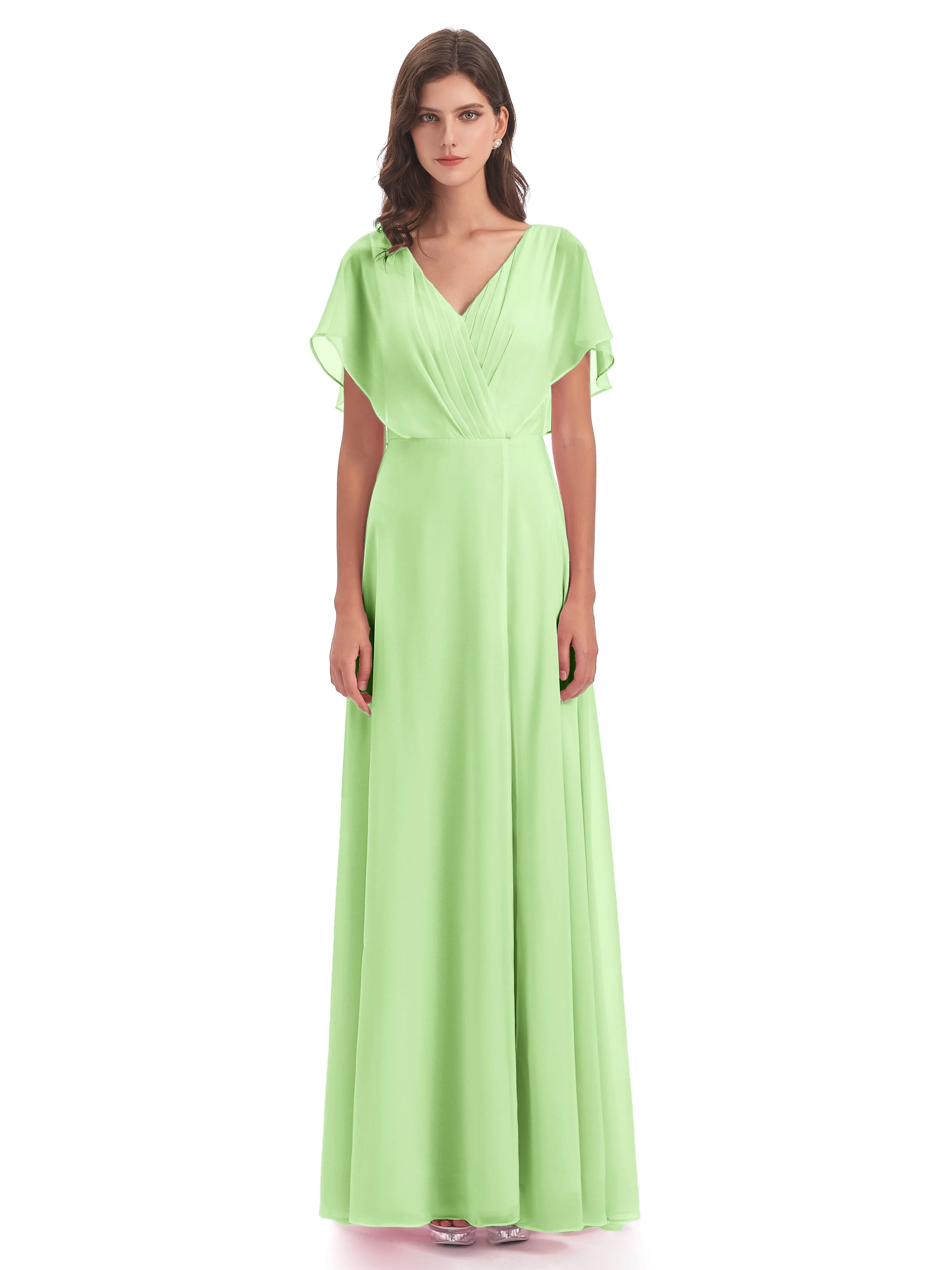 Emily Modest Chiffon Split Long Bridesmaid Dresses