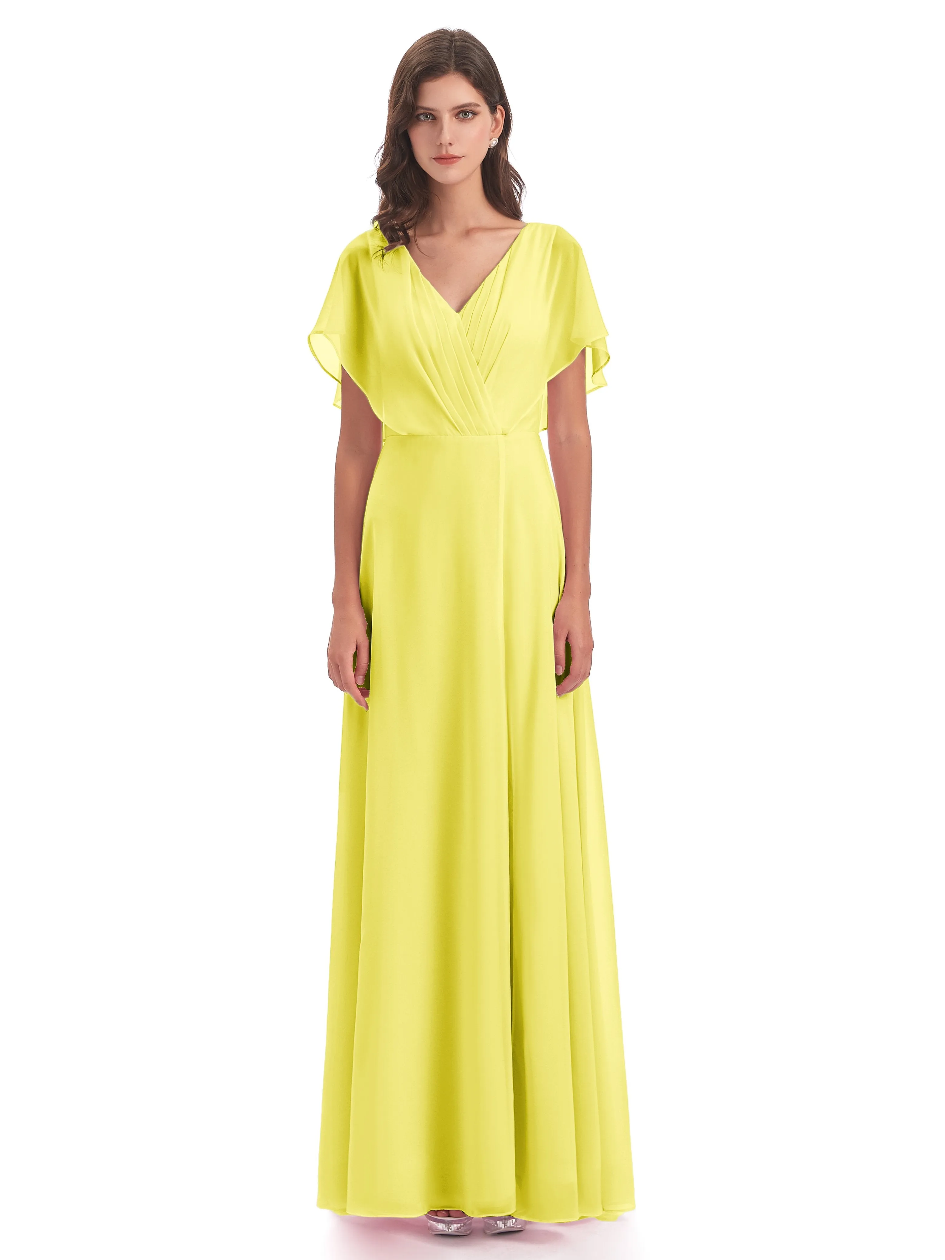 Emily Modest Chiffon Split Long Bridesmaid Dresses