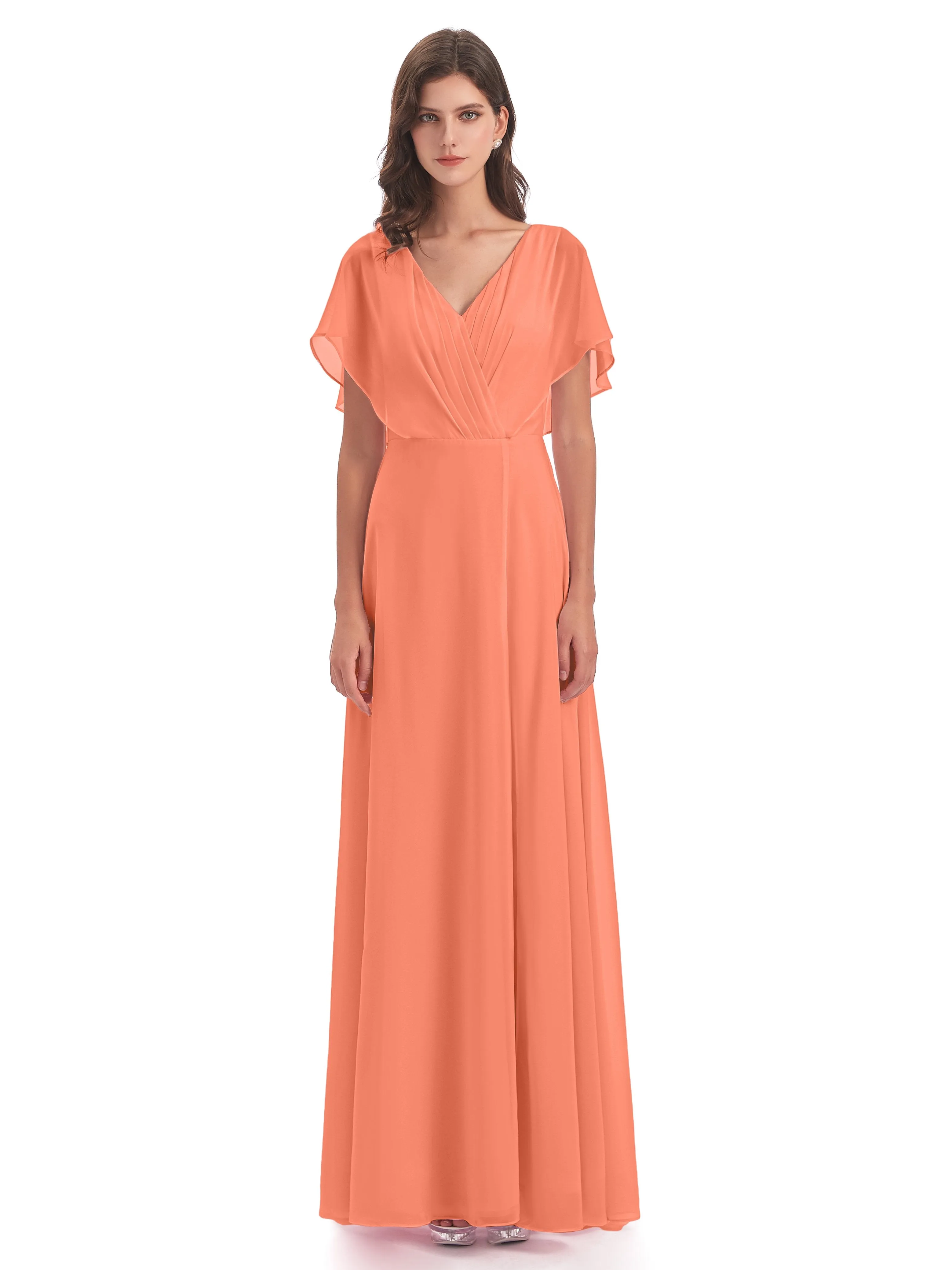 Emily Modest Chiffon Split Long Bridesmaid Dresses