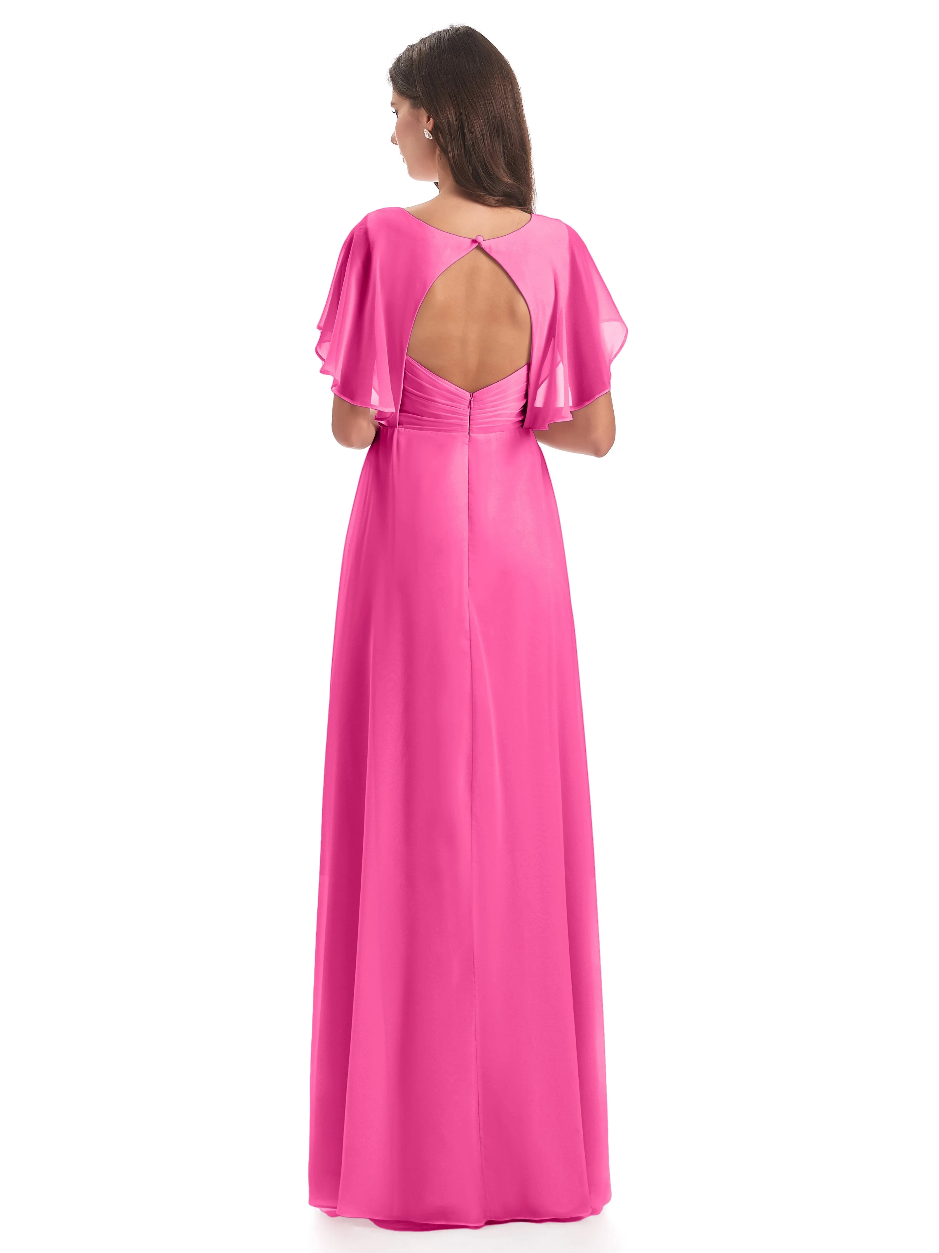 Emily Modest Chiffon Split Long Bridesmaid Dresses