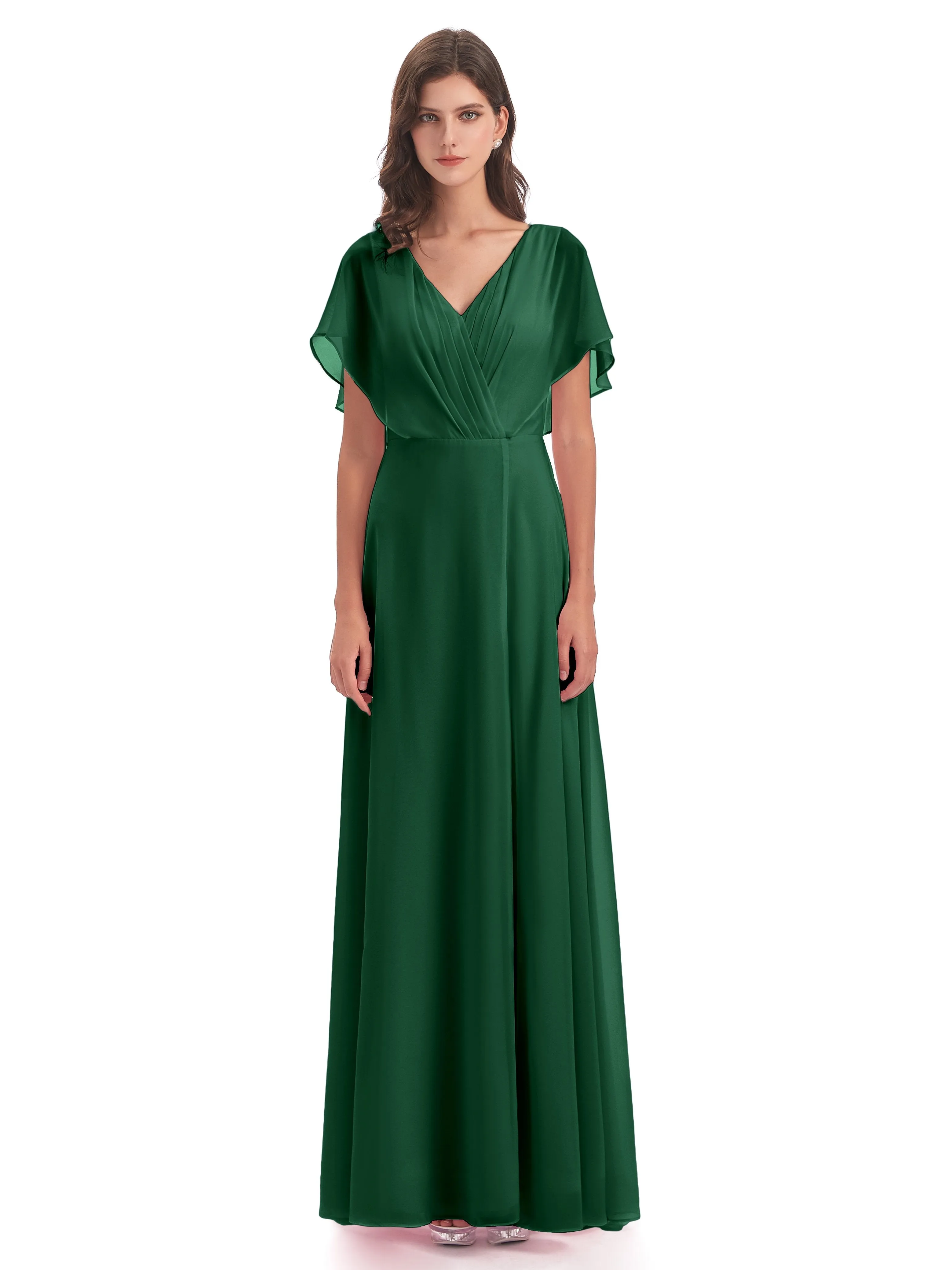 Emily Modest Chiffon Split Long Bridesmaid Dresses